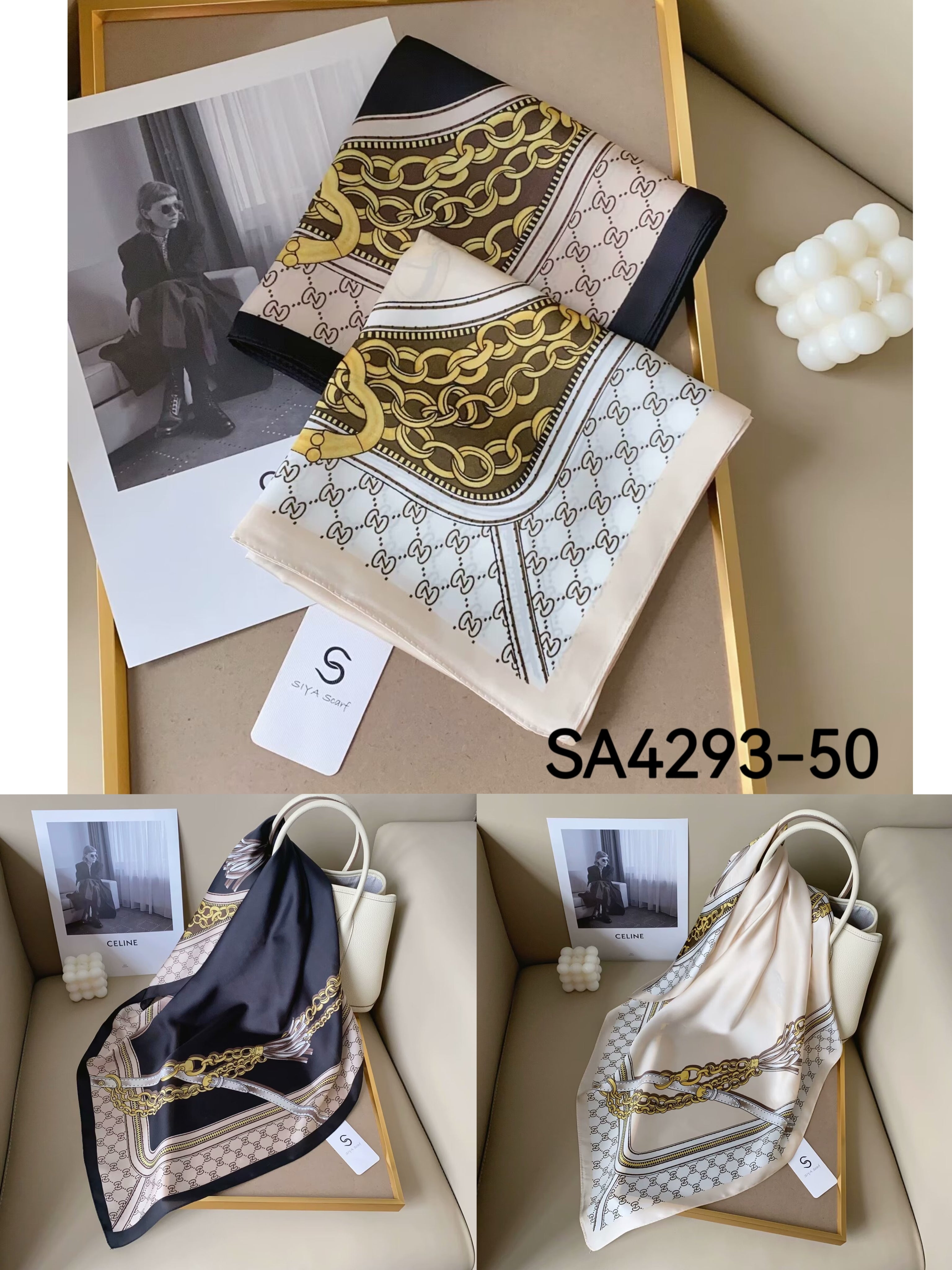 Foulard Carré touche soie 70cmx70cm (x12)#50