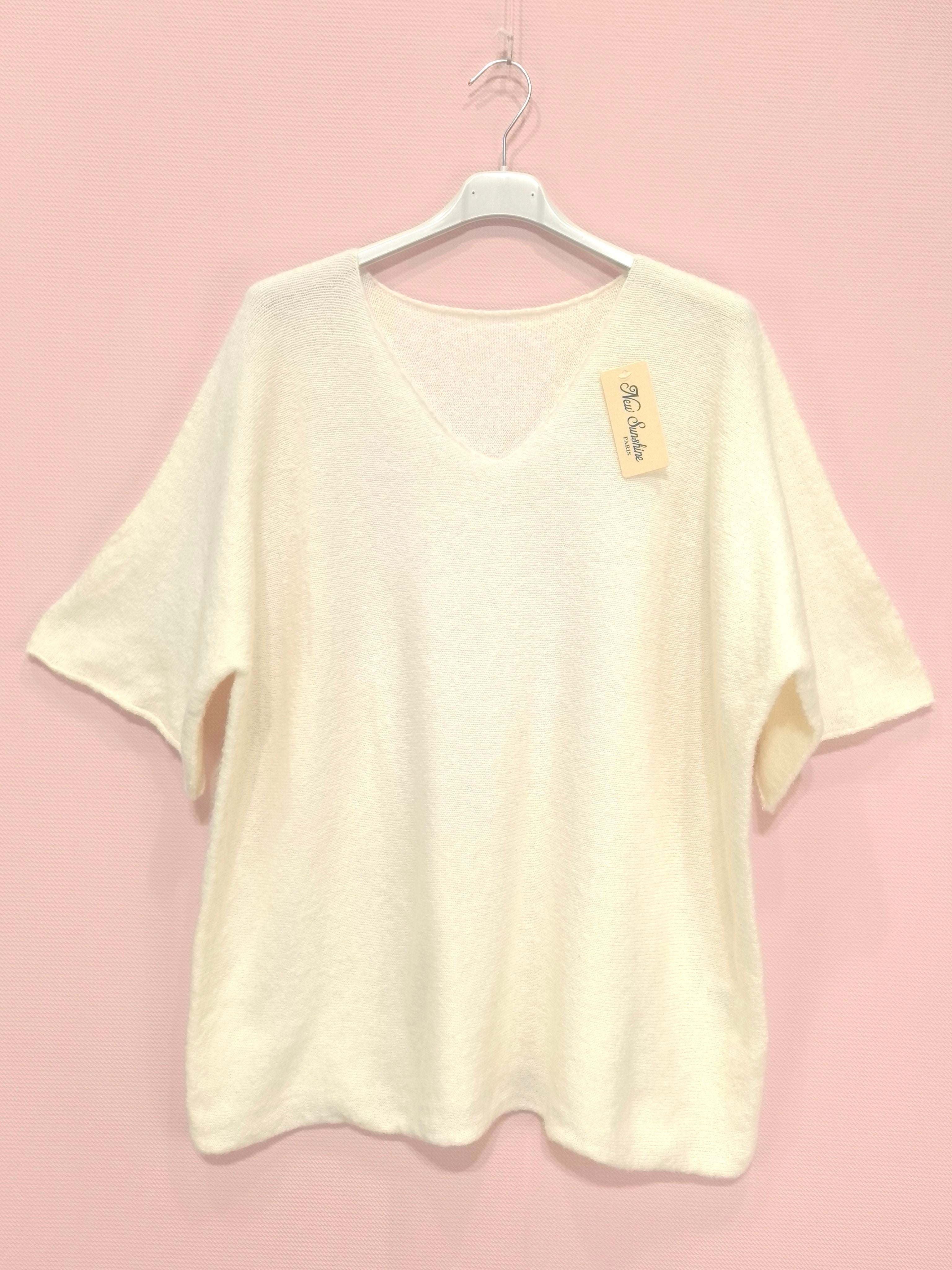 Pull ample manches courtes en maille douce (x8)