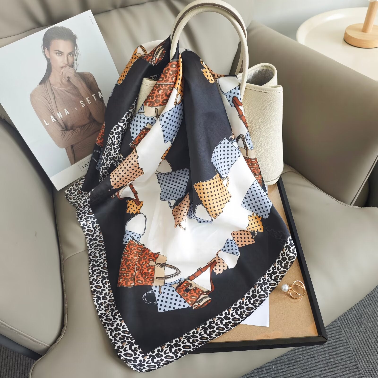 Foulard Carré touche soie 70cmx70cm (x12)#28