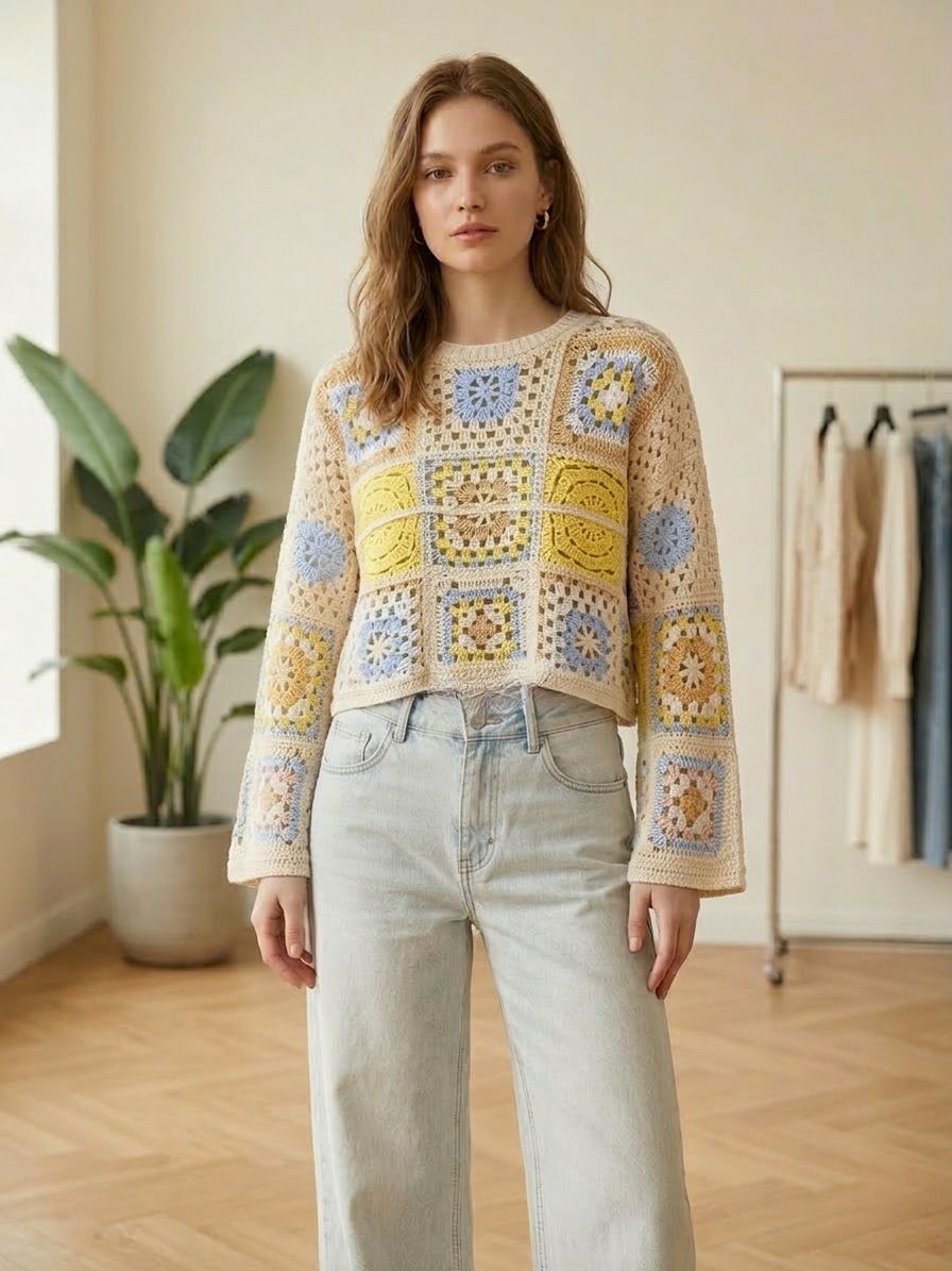 Haut en carrés granny(x6)