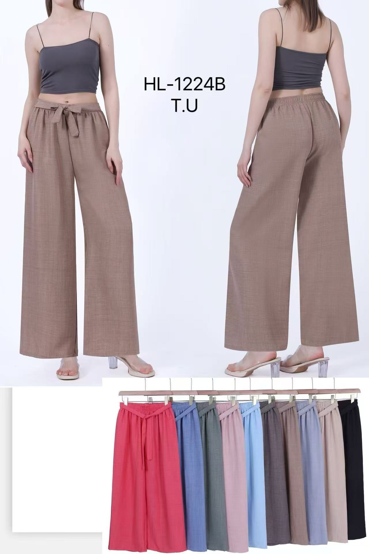 Pantalon palazzo effet lin couleurs mélangées (x12)#1224B