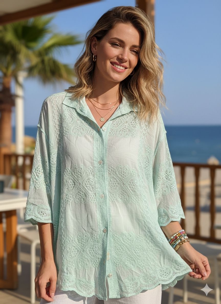 Chemisier brodé en coton(x6)