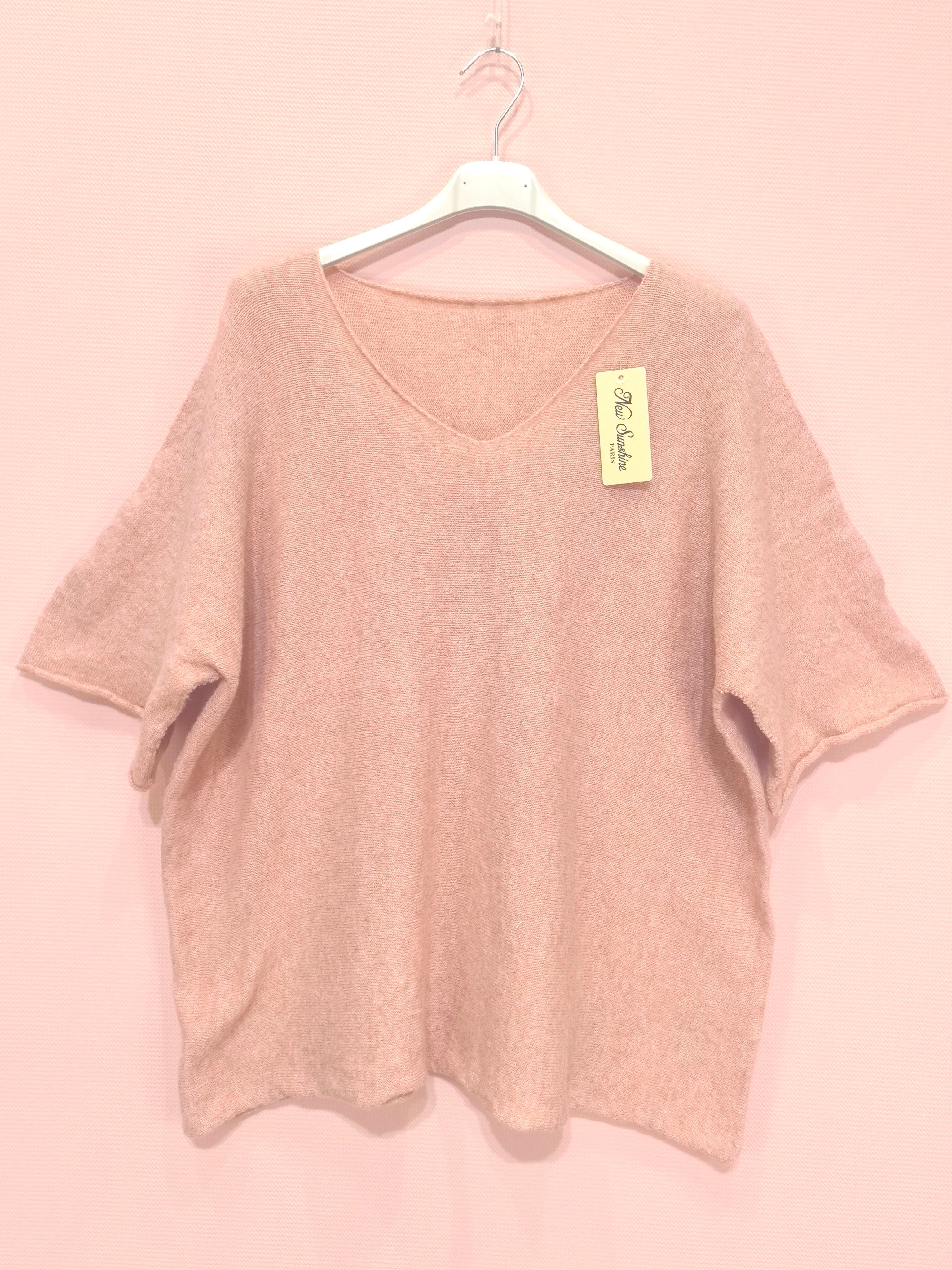 Pull ample manches courtes en maille douce (x8)