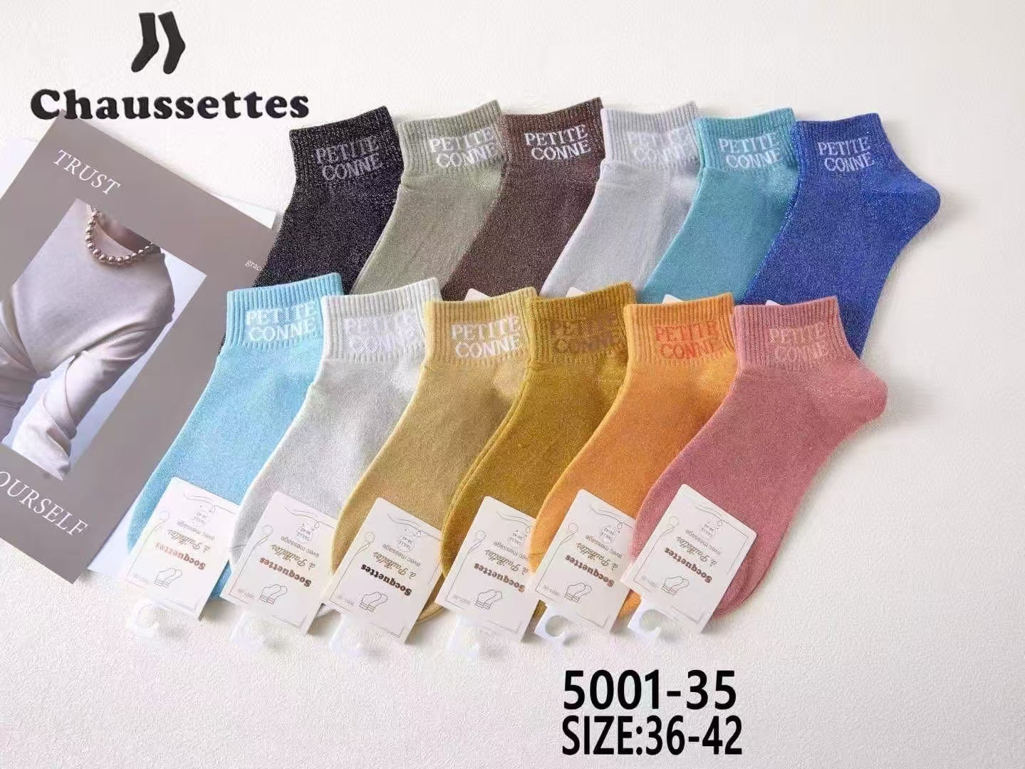 chaussette pailletee avec message(×12)#35