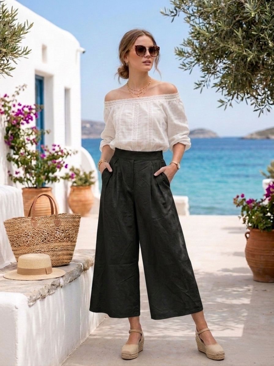 Pantalon Culotte Taille Haute (x8)