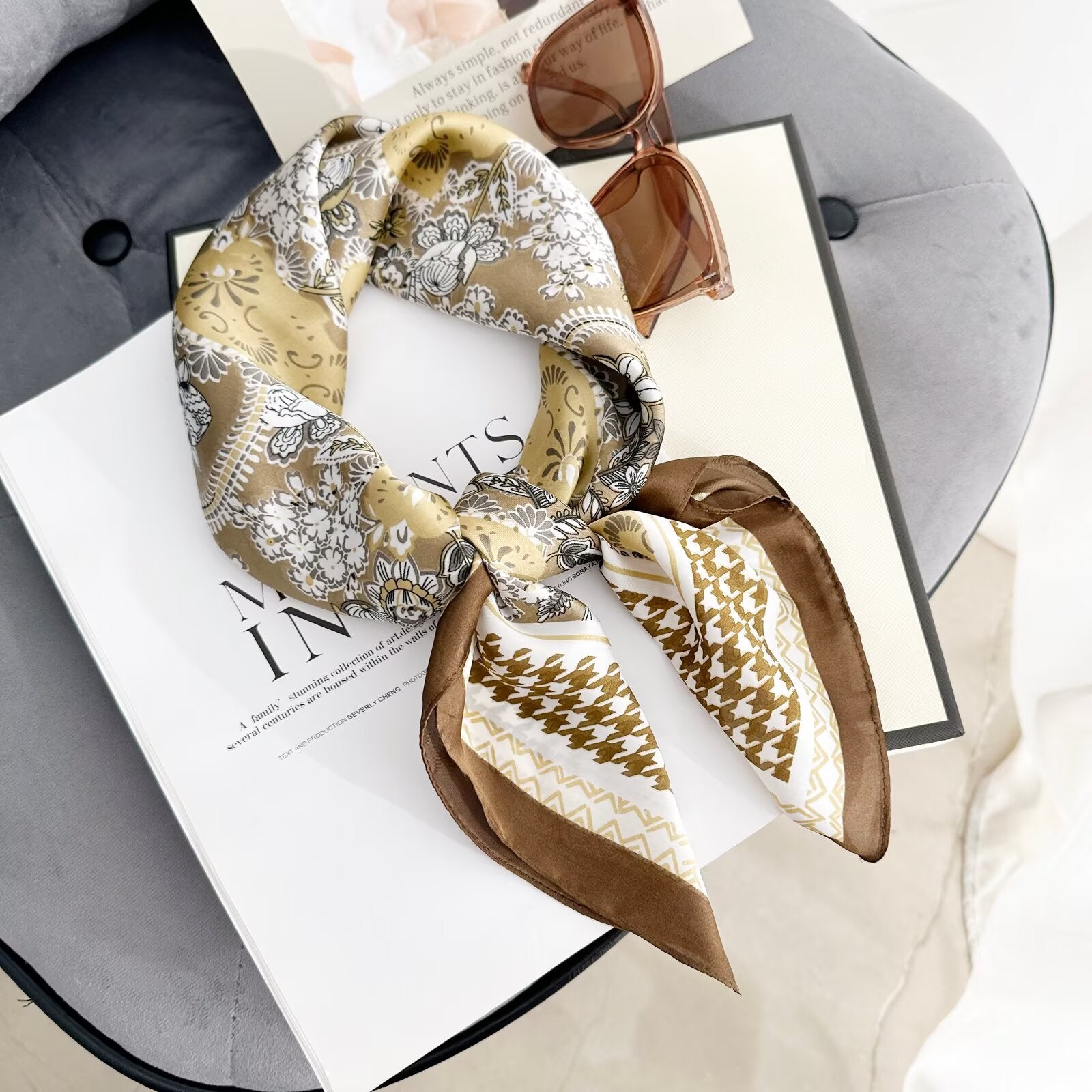 Foulard Carré touche soie 70cmx70cm (x12)#60