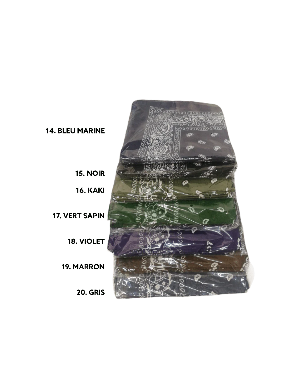 Bandana 100% coton Motif Paisley (x12)