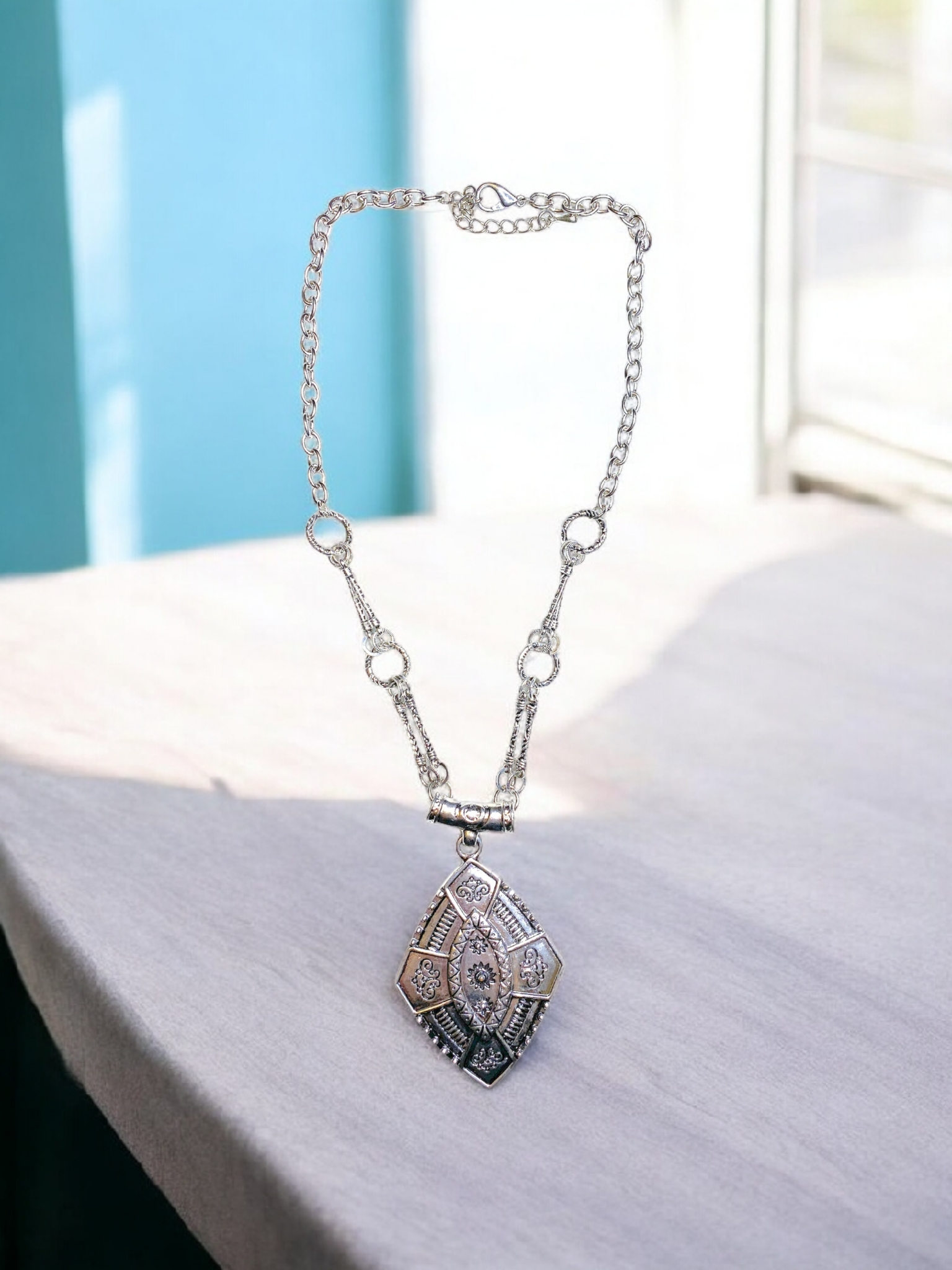 Collier sautoir fantaisie Chaîne losange(x3)