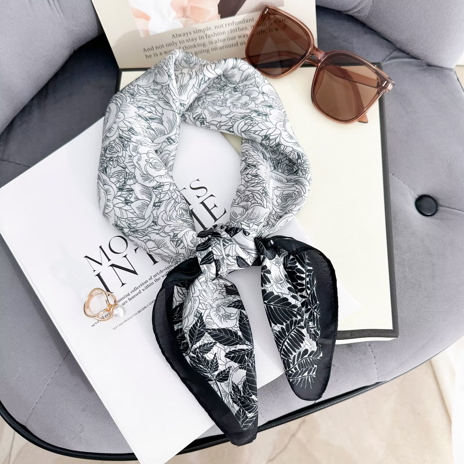 Foulard Carré touche soie 70cmx70cm (x12)#63