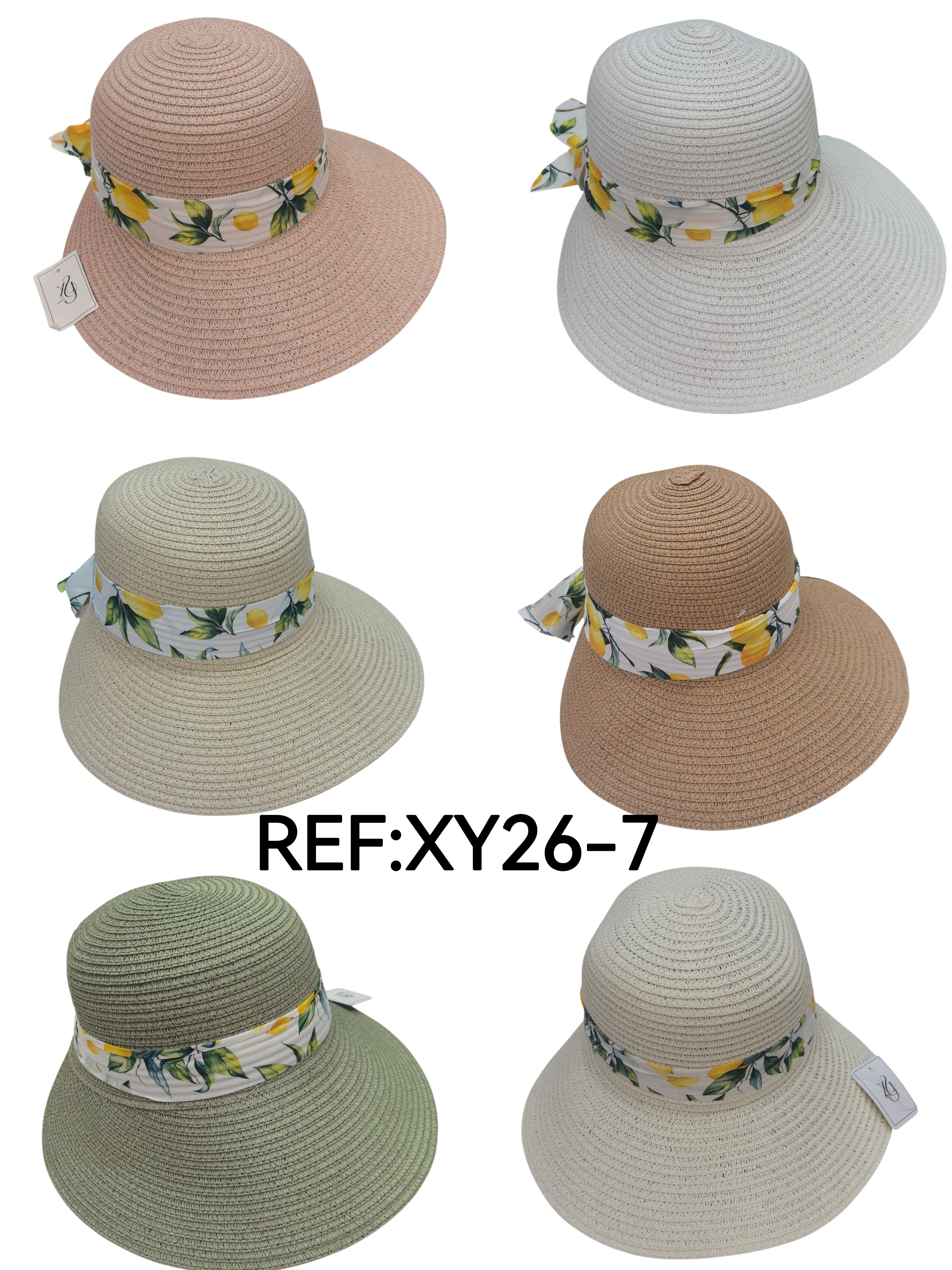 Chapeau de paille femme à bandeau citron (x12)