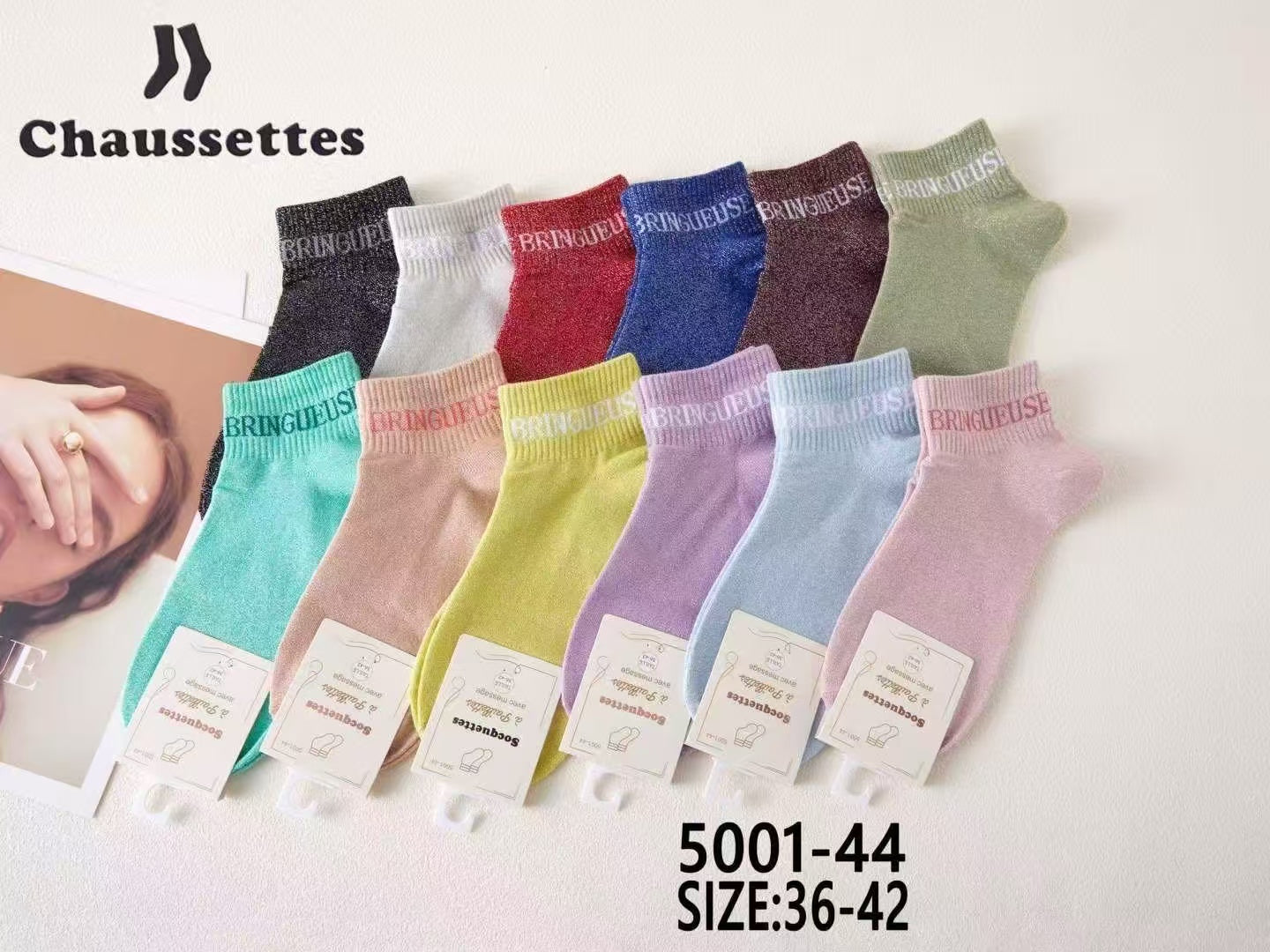 chaussette pailletee avec message(×12)#44