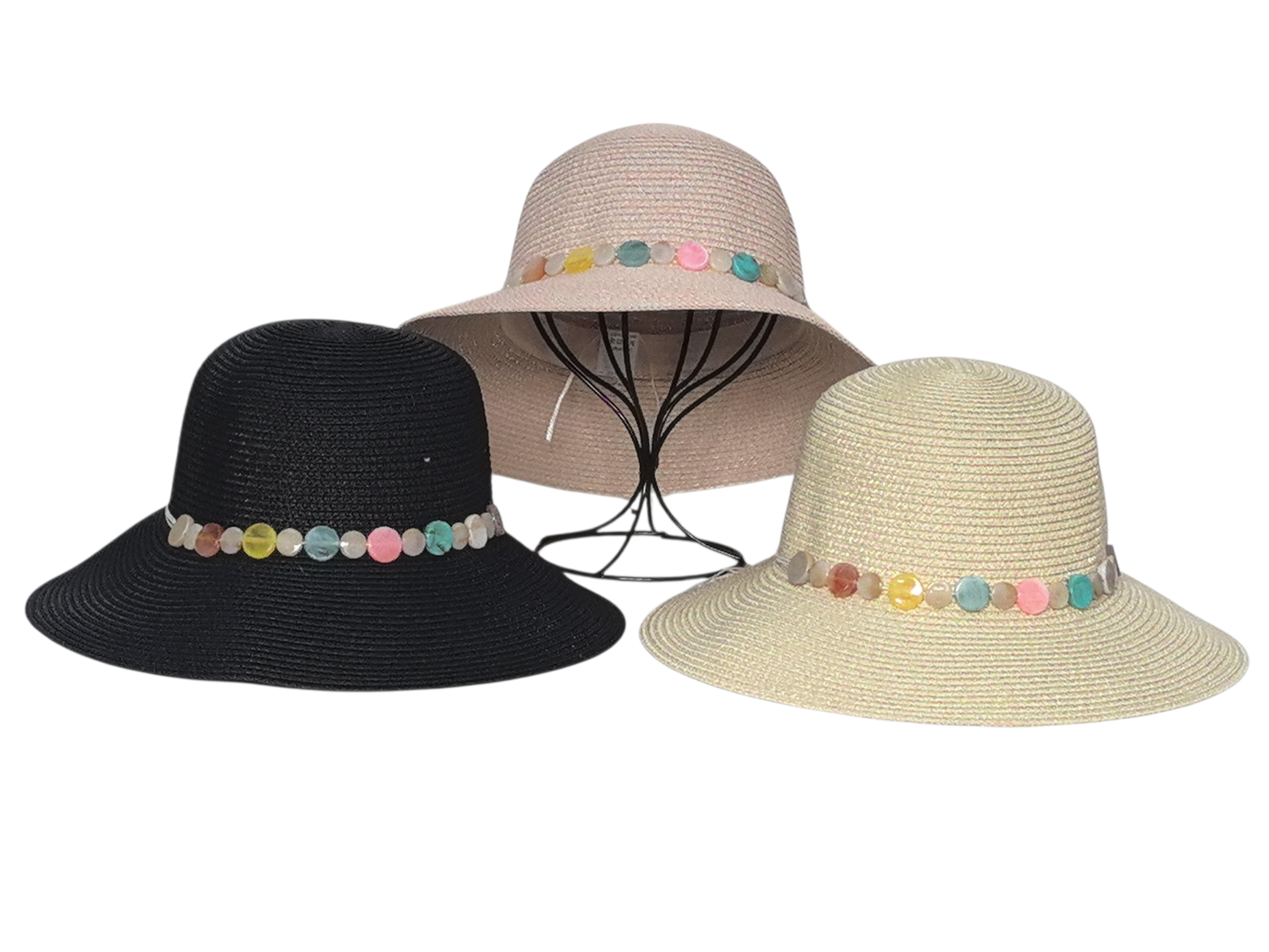 Chapeau paille- Pierres colorées(x12)#12