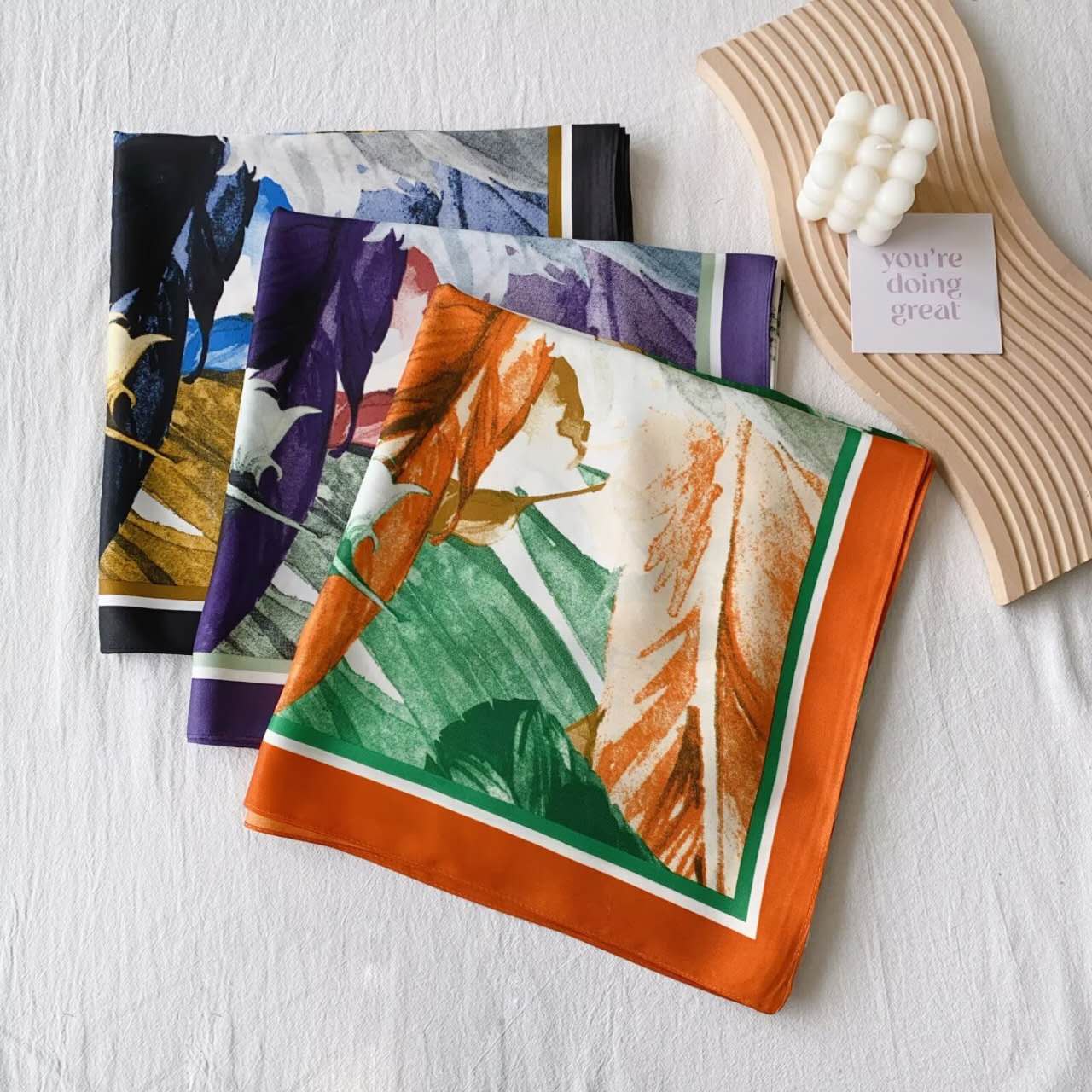 (Copie) Foulard Carré touche soie 130×130cm (x6)#36