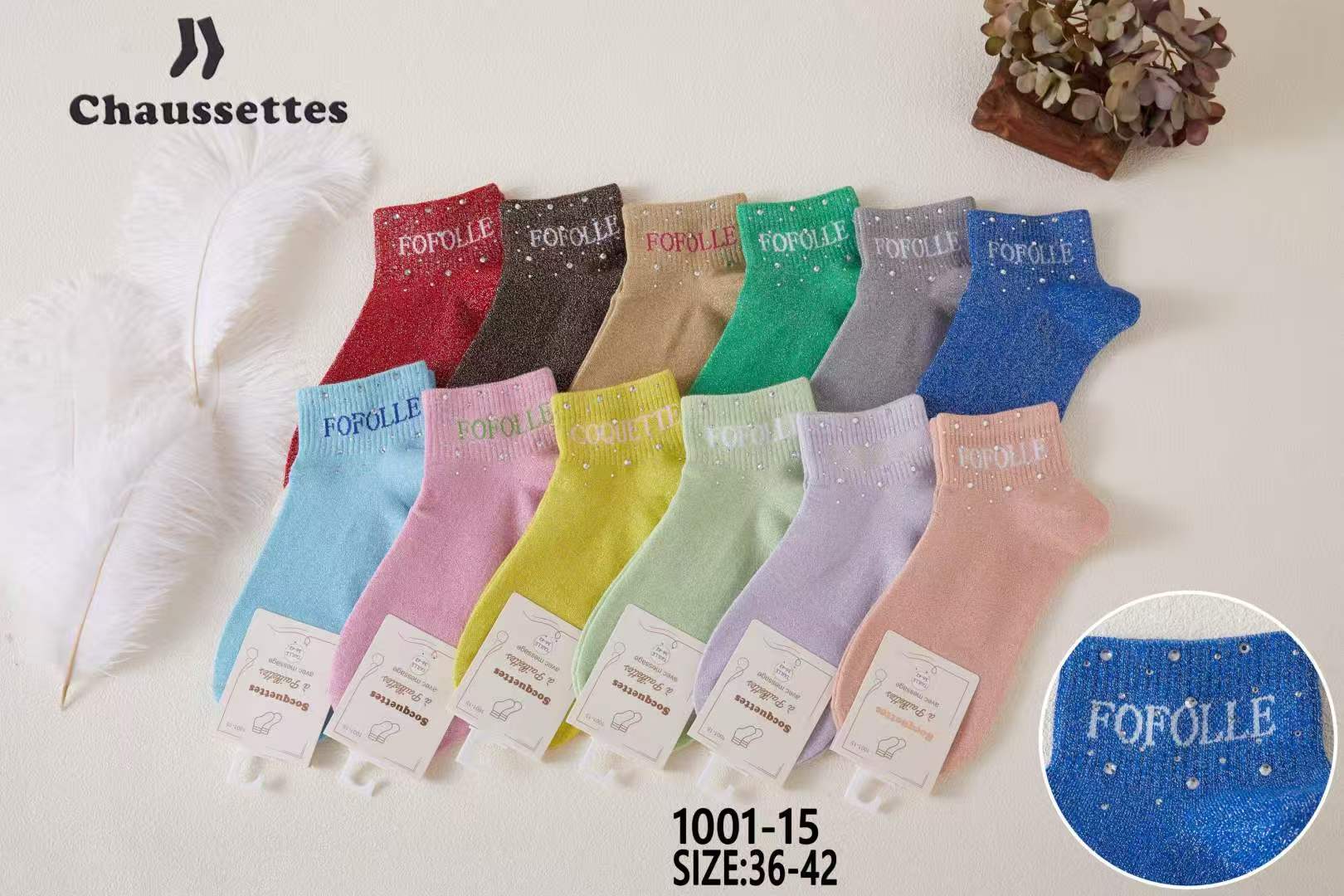 chaussette paillettes avec message(×12)1001