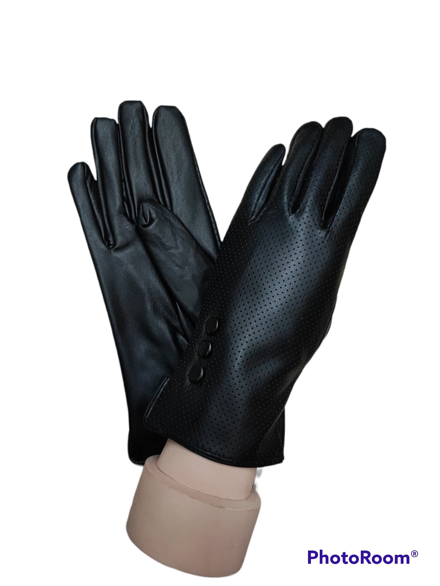 Gants tactiles simples boutons simili-cuir (x6)