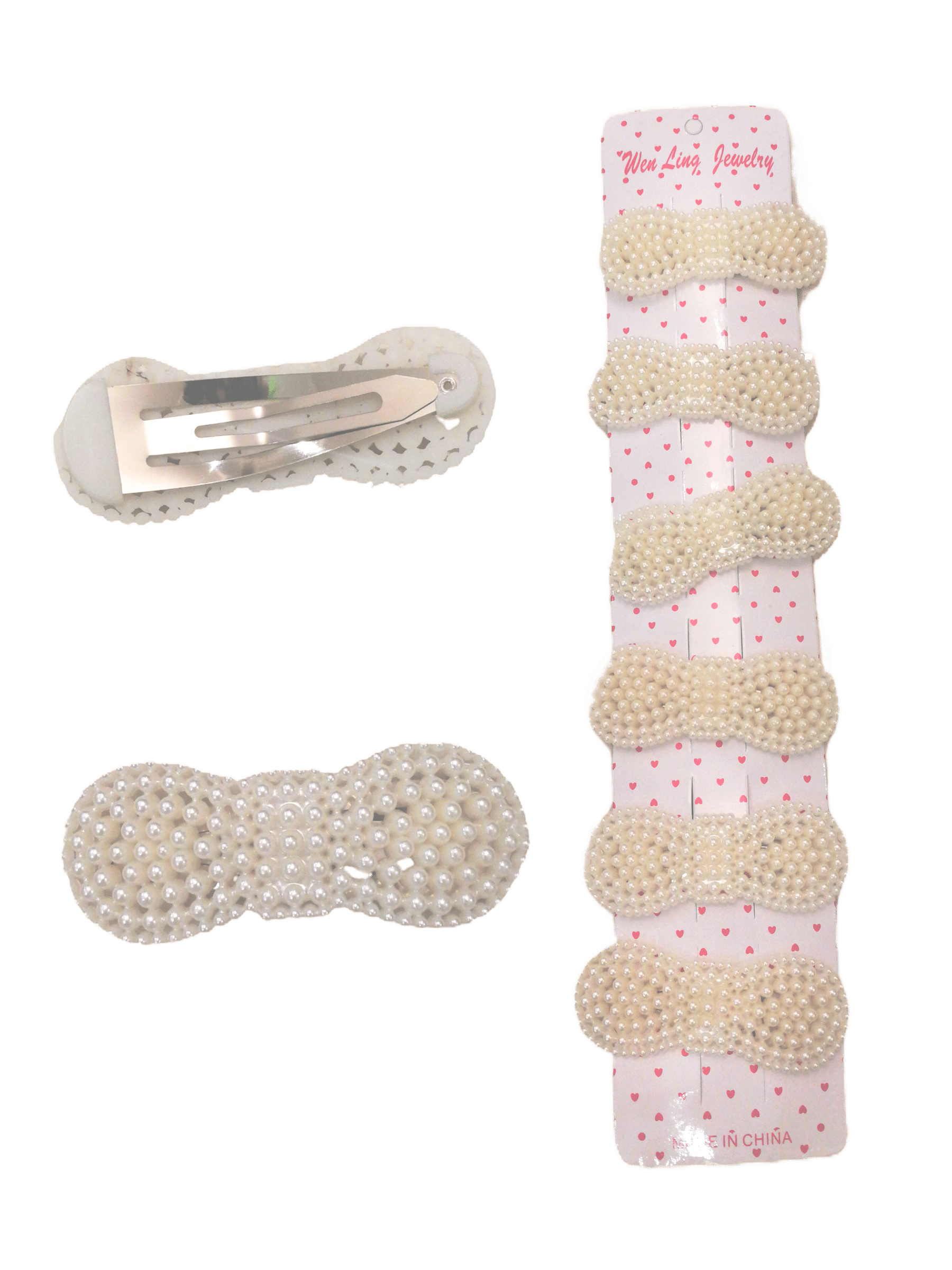 LOT DE 12 - Barrettes Pinces perles noeud rond 0,60€/unité | Grossiste-pro