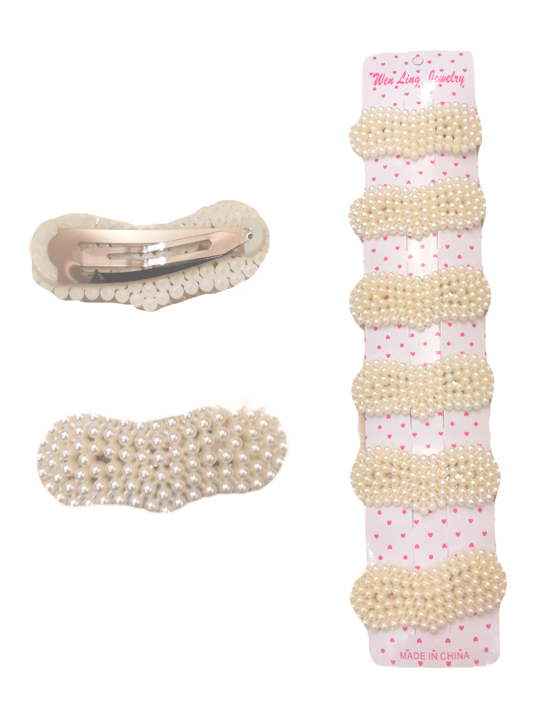 LOT DE 12 - Barrettes Pinces perles noeud coeur 0,60€/unité | Grossiste-pro