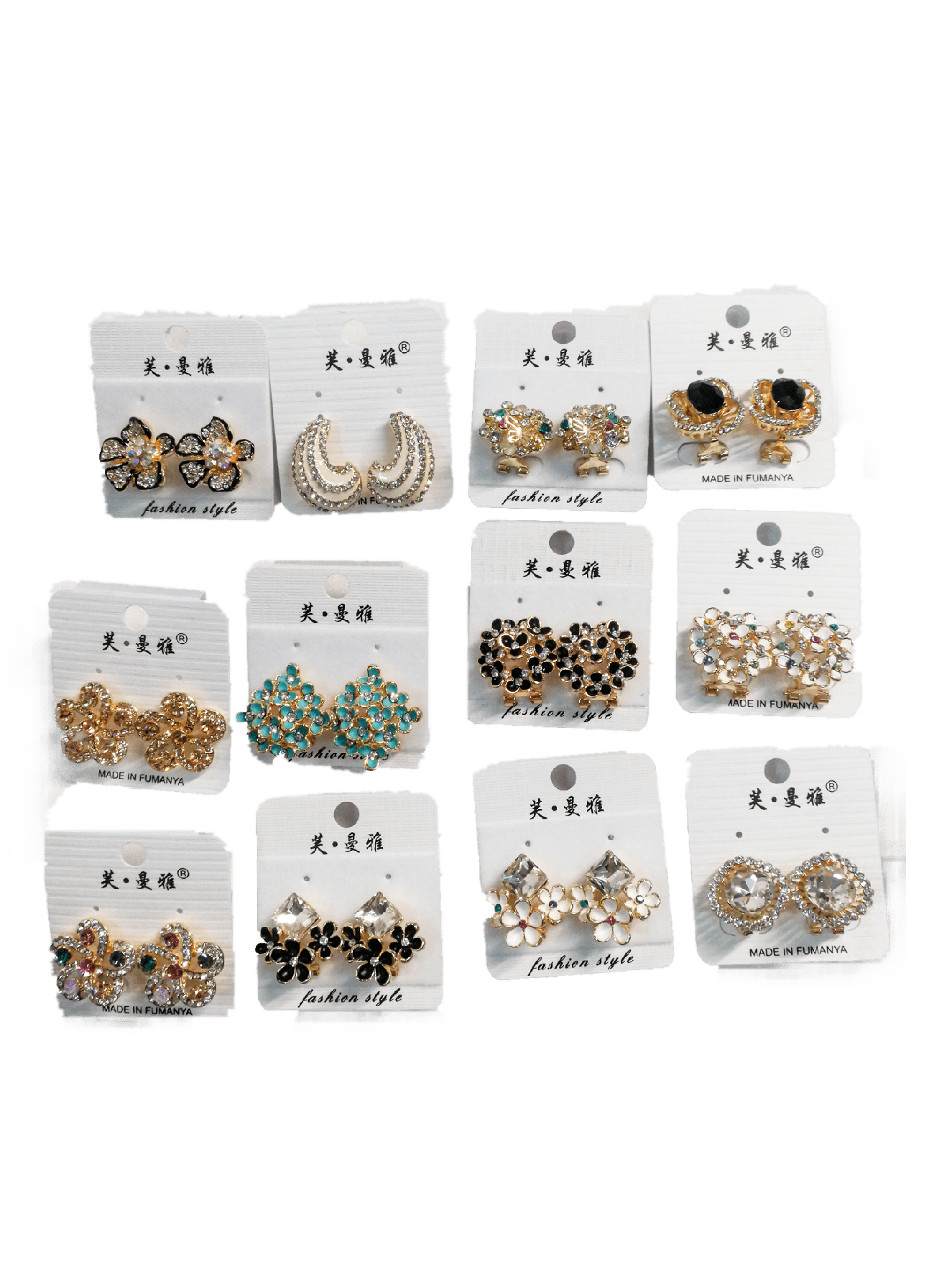 LOT DE 12 - Boucles d'oreilles à motif strass 1,50€/paire | Grossiste-pro