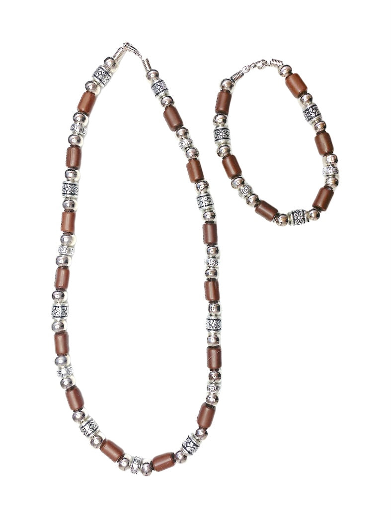 Collier + Bracelet marron Homme (x6)