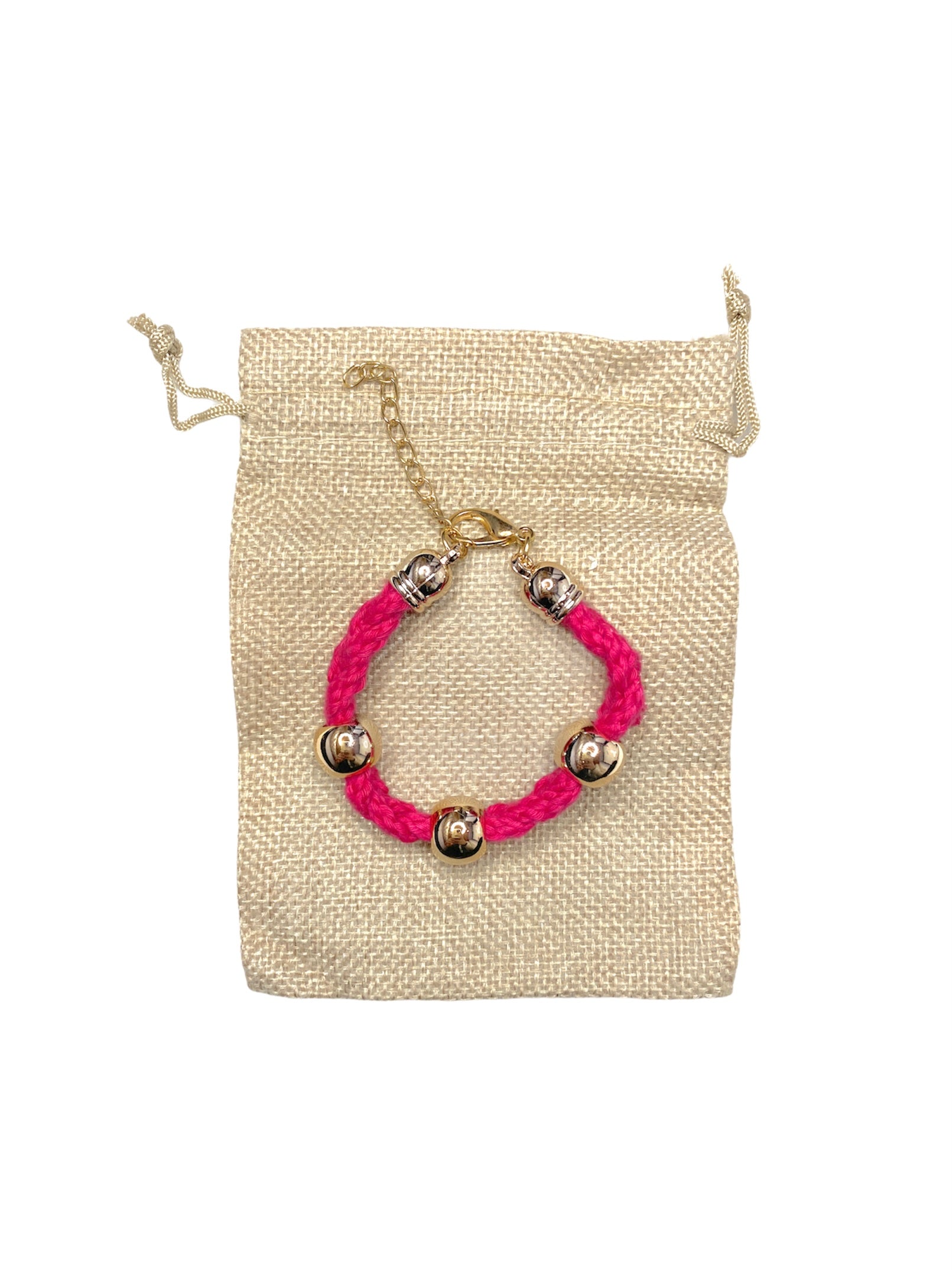 Bracelet tissu tresse boule couleurs mélangées (x12)