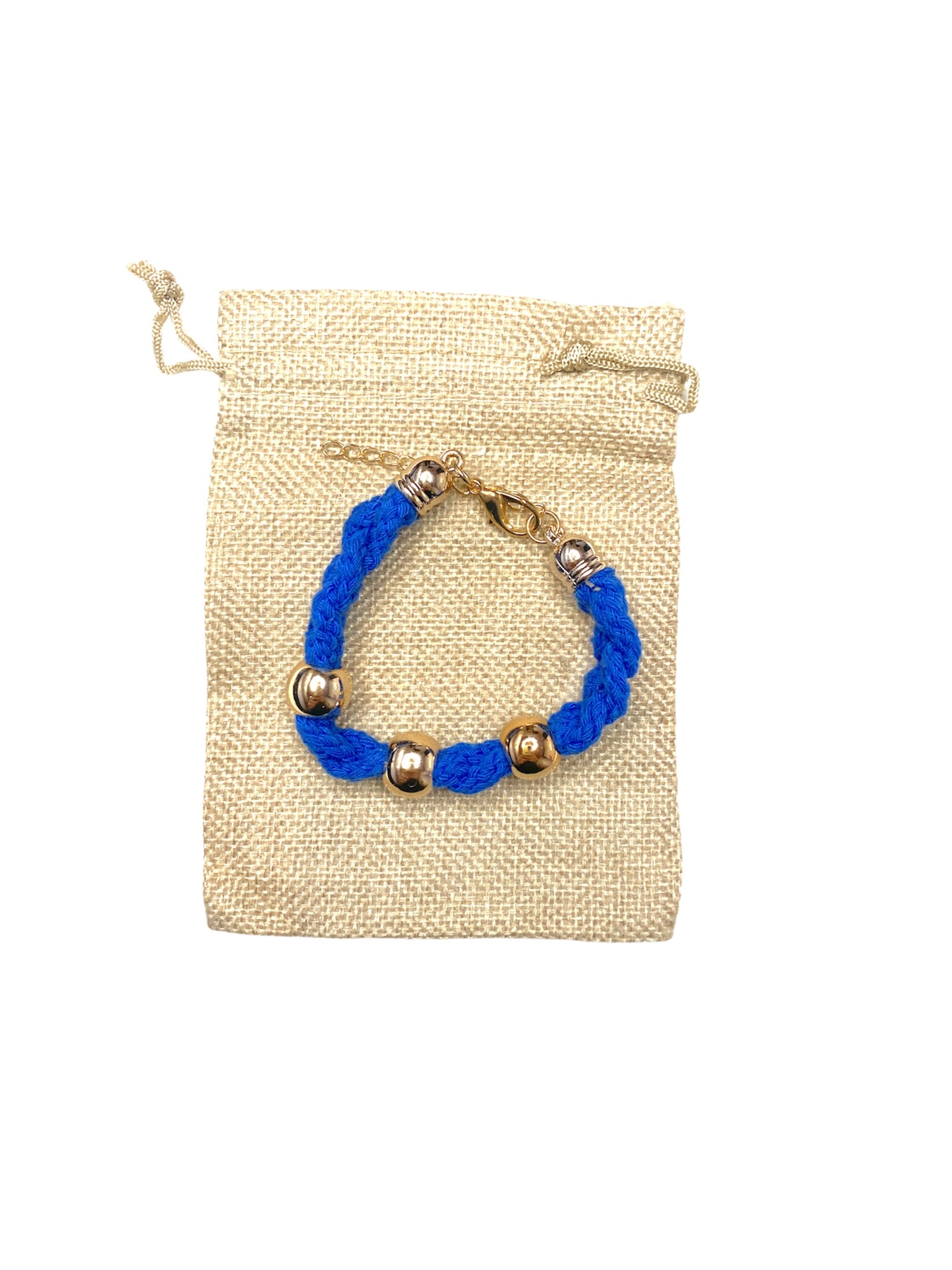 Bracelet tissu tresse boule couleurs mélangées (x12)