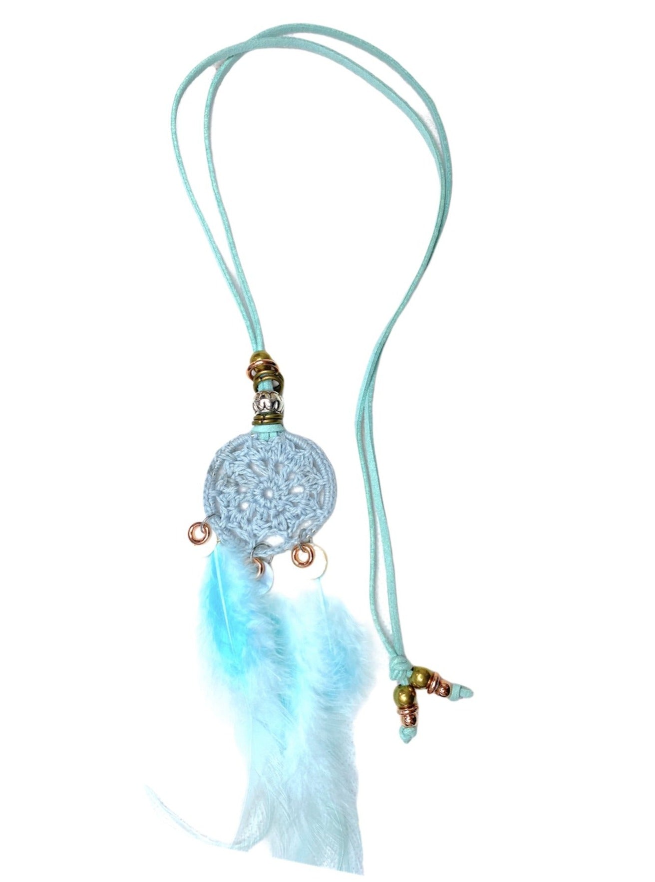 Collier sautoir attrape-rêve bleu #CSF08