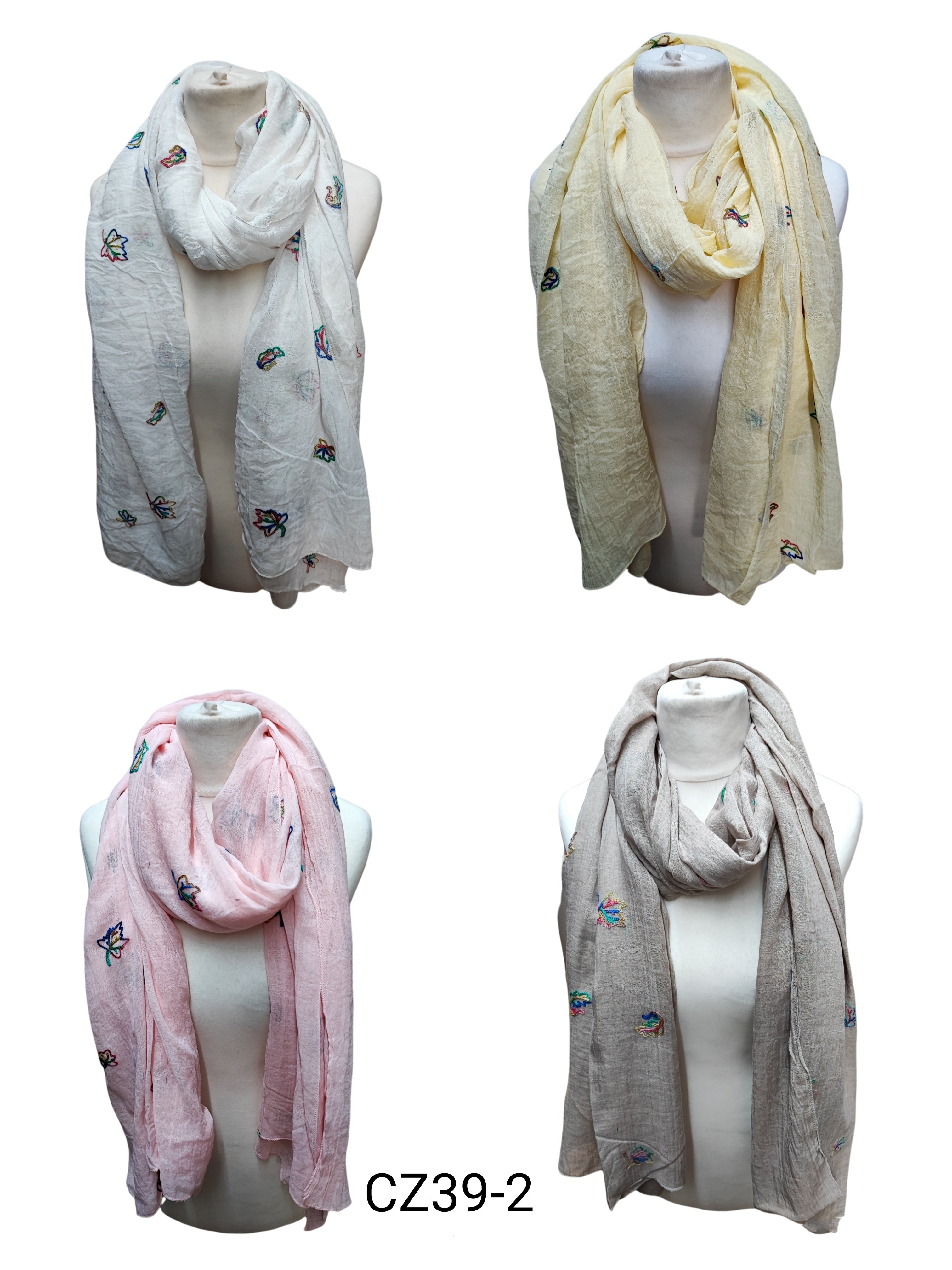 Foulard châle avec petites feuille (x12)