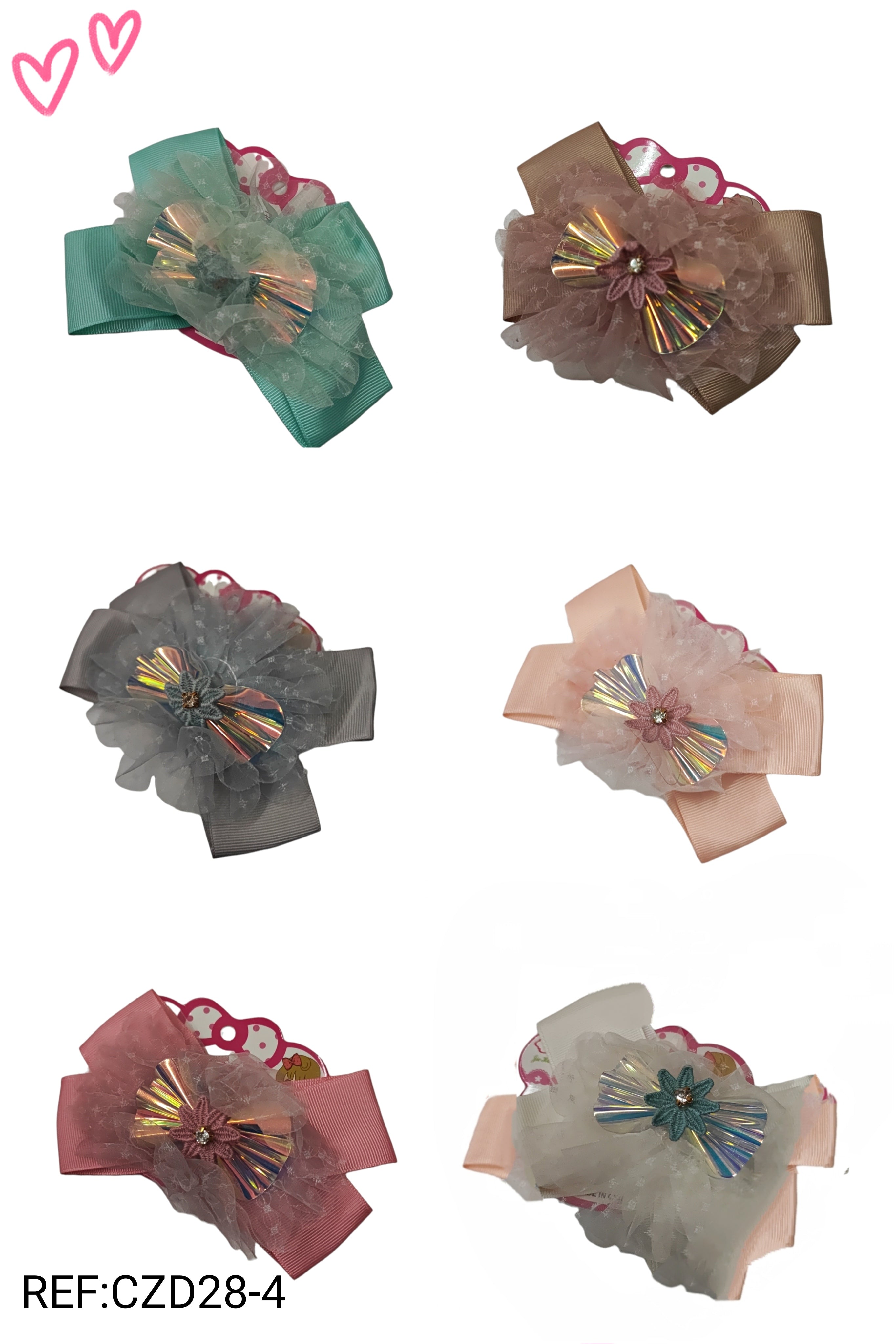 Barrette pince motif nœud papillon (x12)