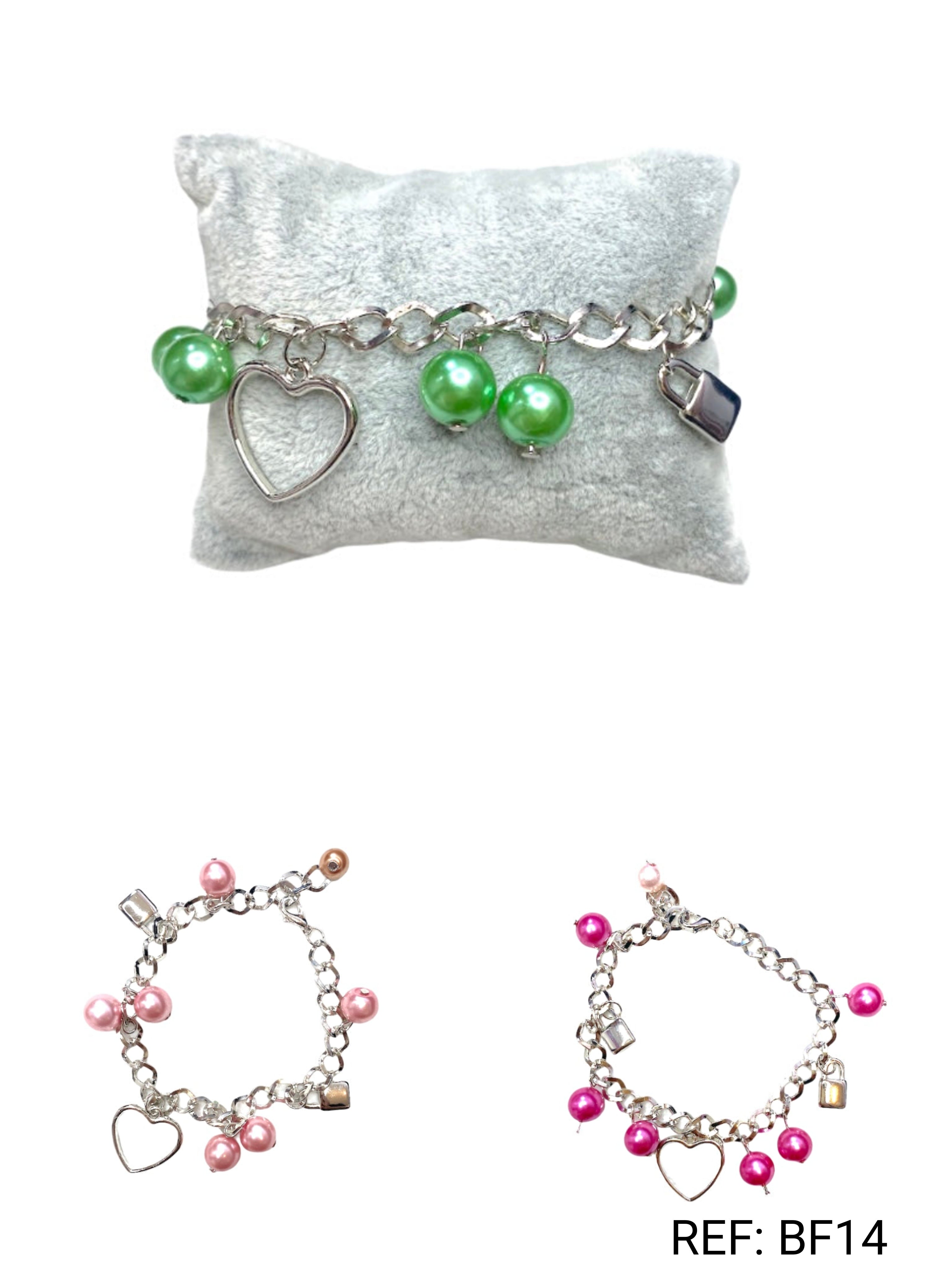 Bracelet fantaisie charms coeur #BF14 (x6)