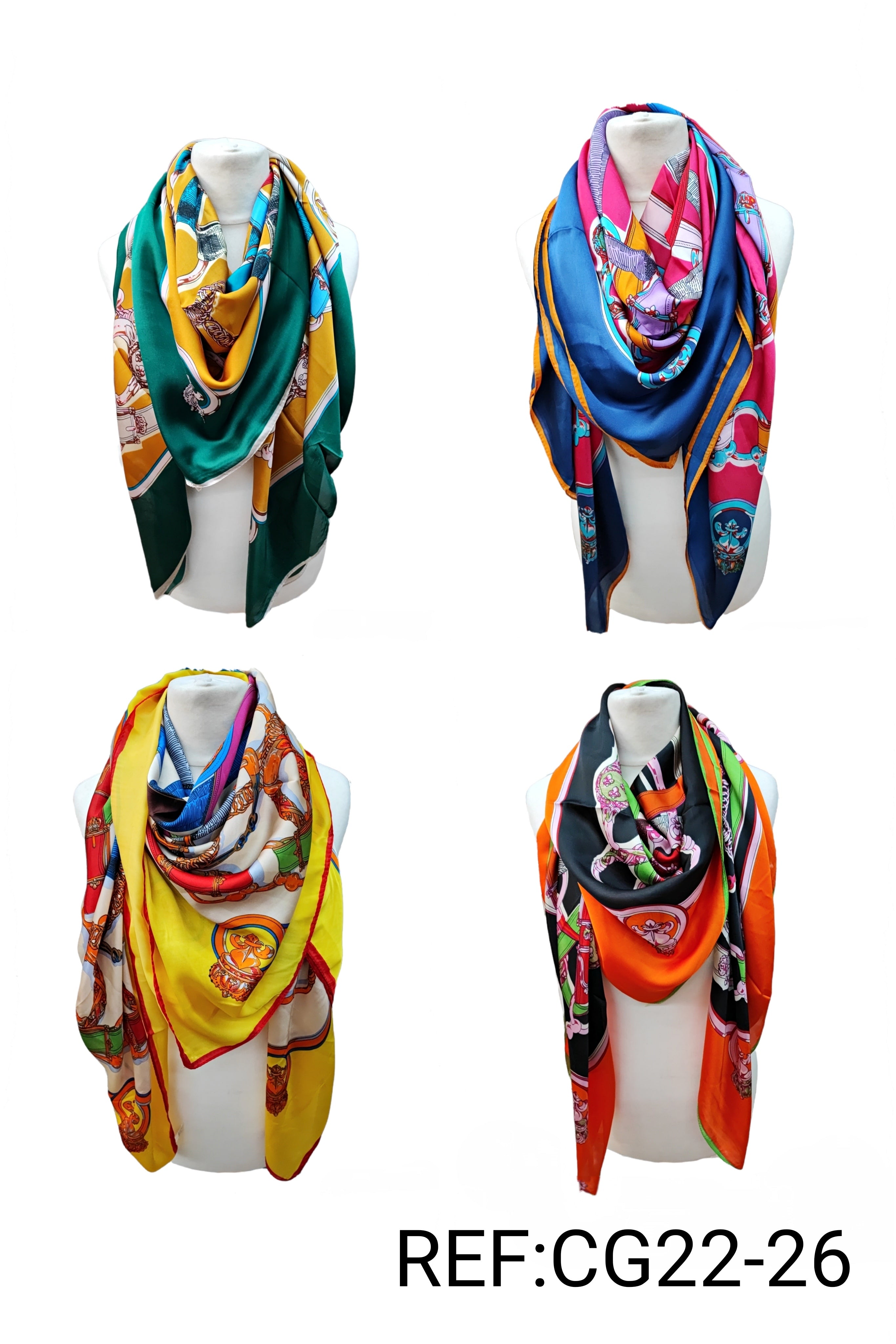 Foulard Carré touche soie motif ceinture 130cm (x6)#18