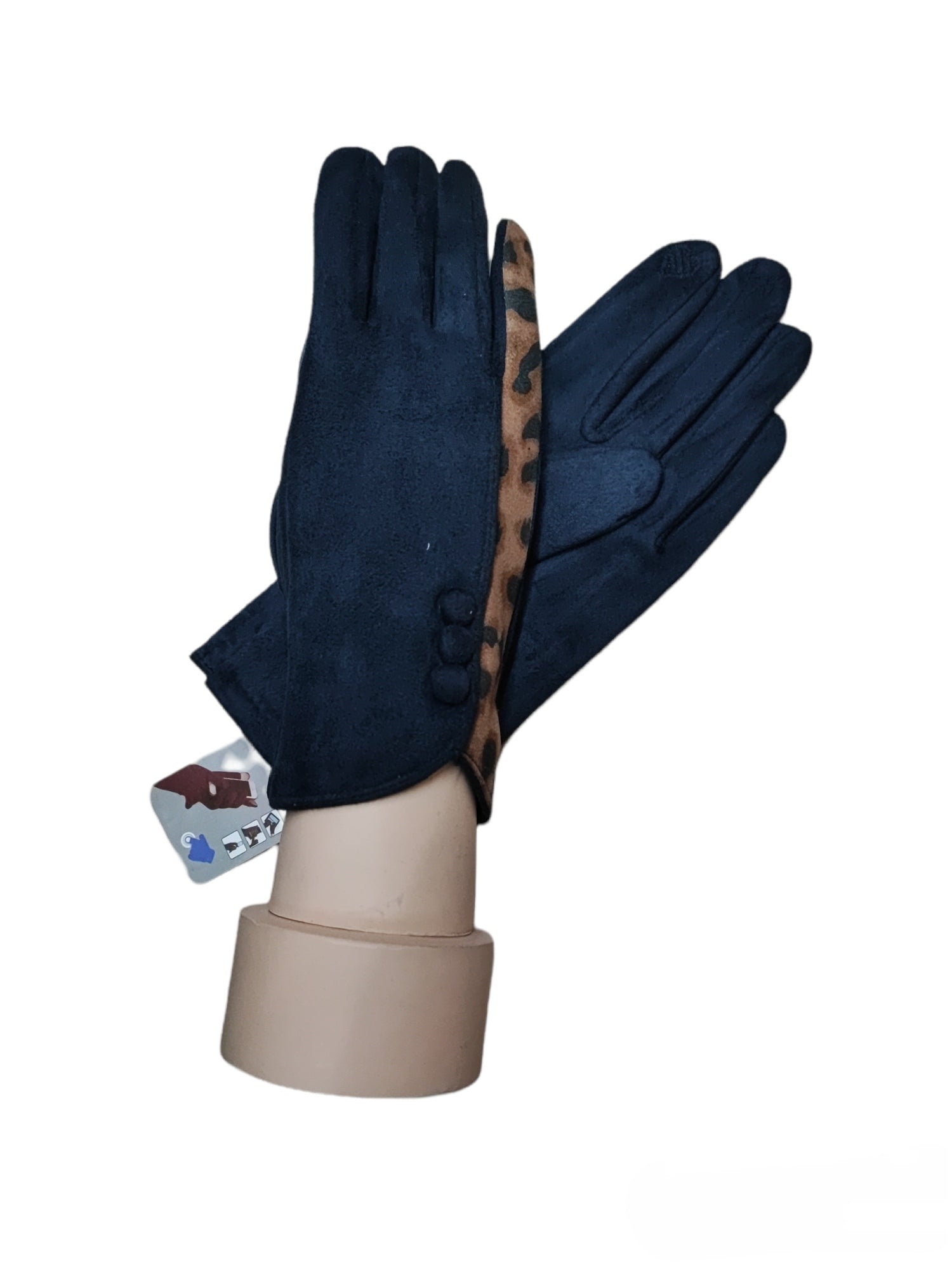Gants tactiles motif léopard doublure (x12)