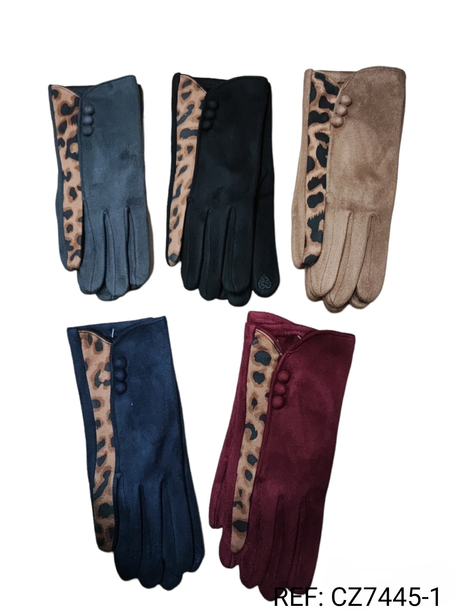 Gants tactiles motif léopard doublure (x12)
