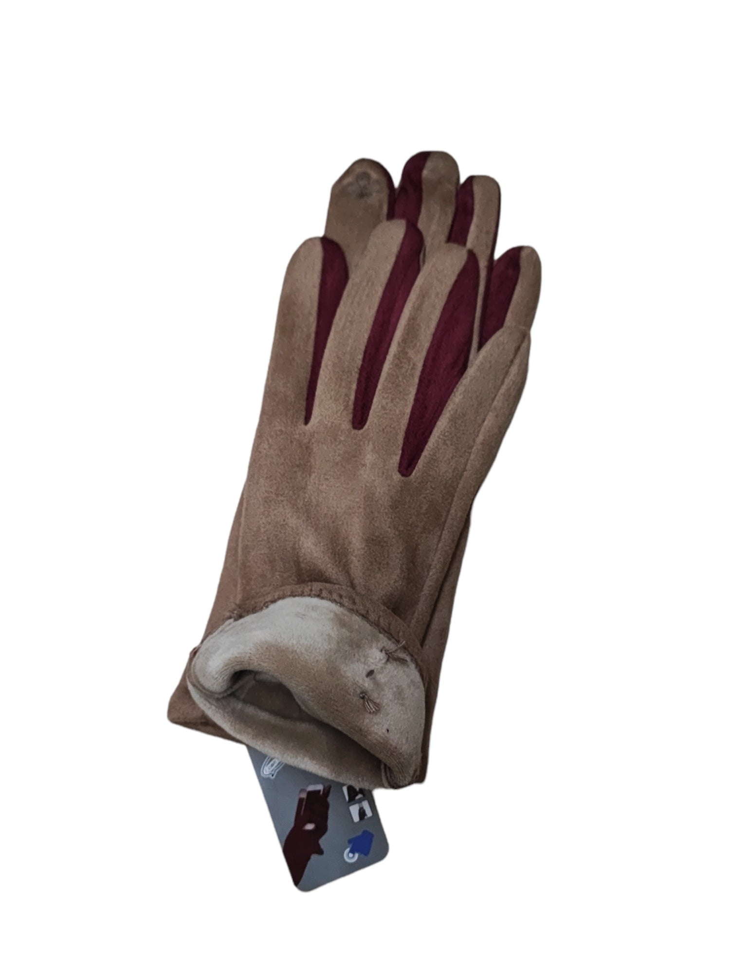 Gants tactiles motif Barre de couleur à deux boutons à bride en suède (x12)