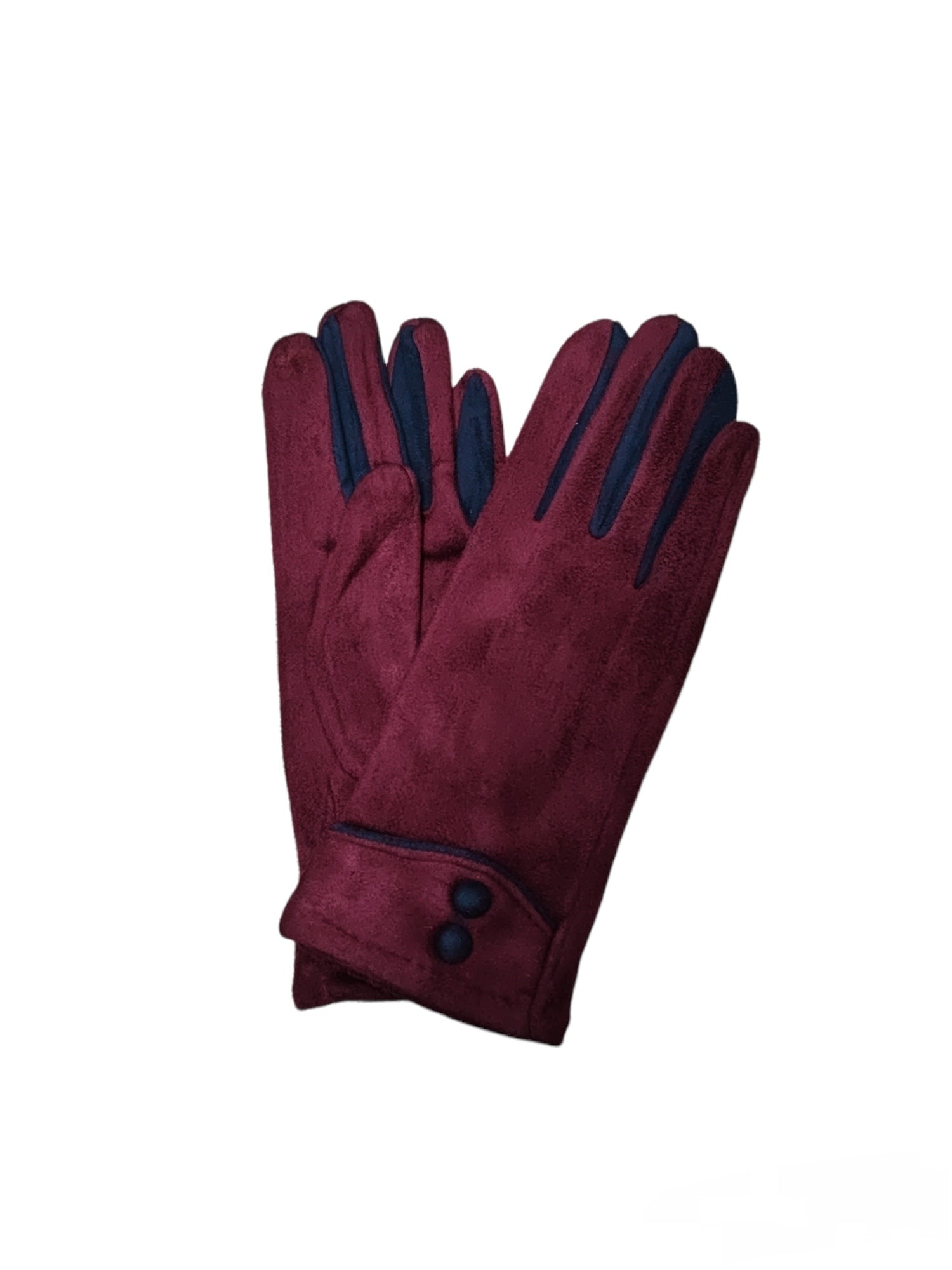 Gants tactiles motif Barre de couleur à deux boutons à bride en suède (x12)