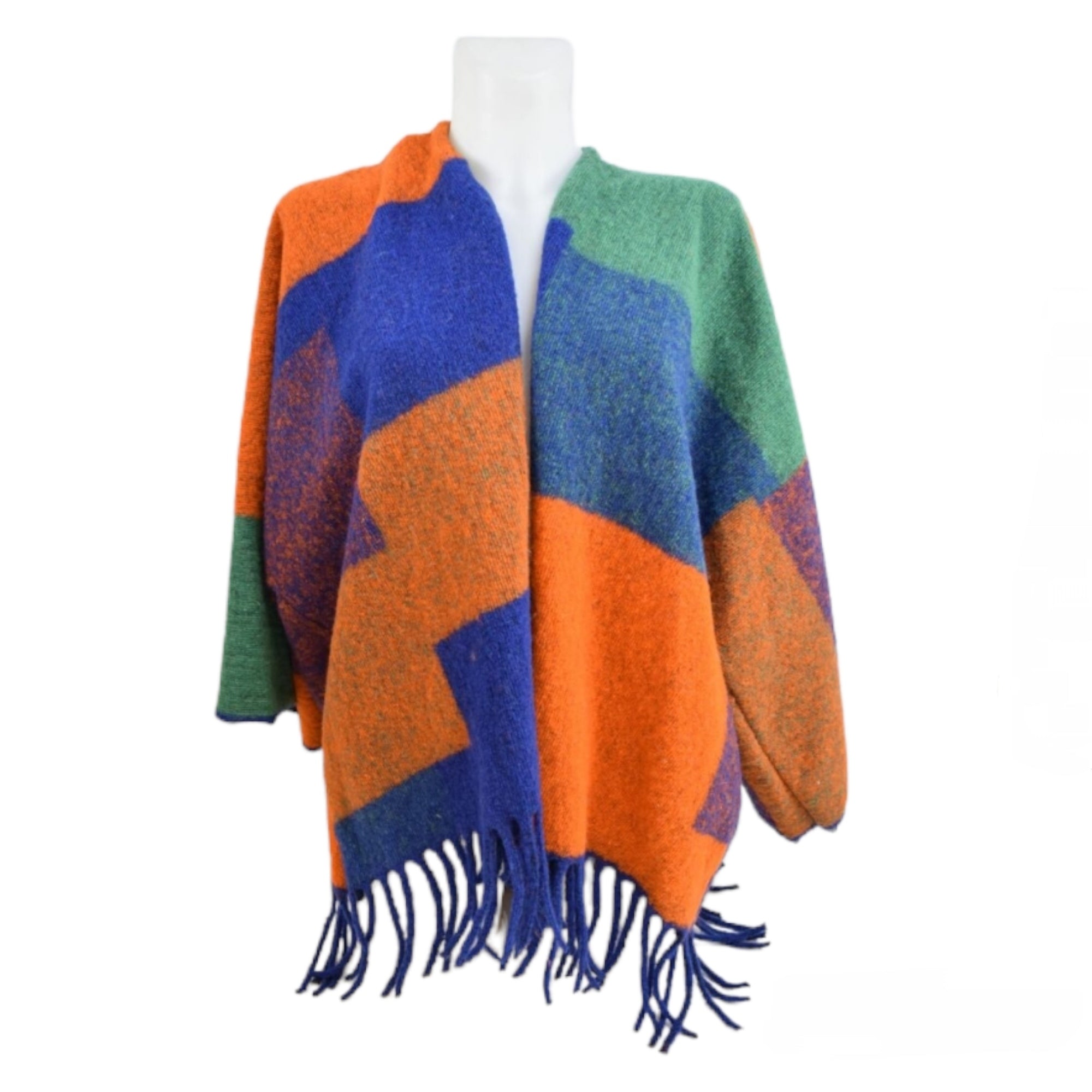 Poncho Laine Motif géométrie (x6)