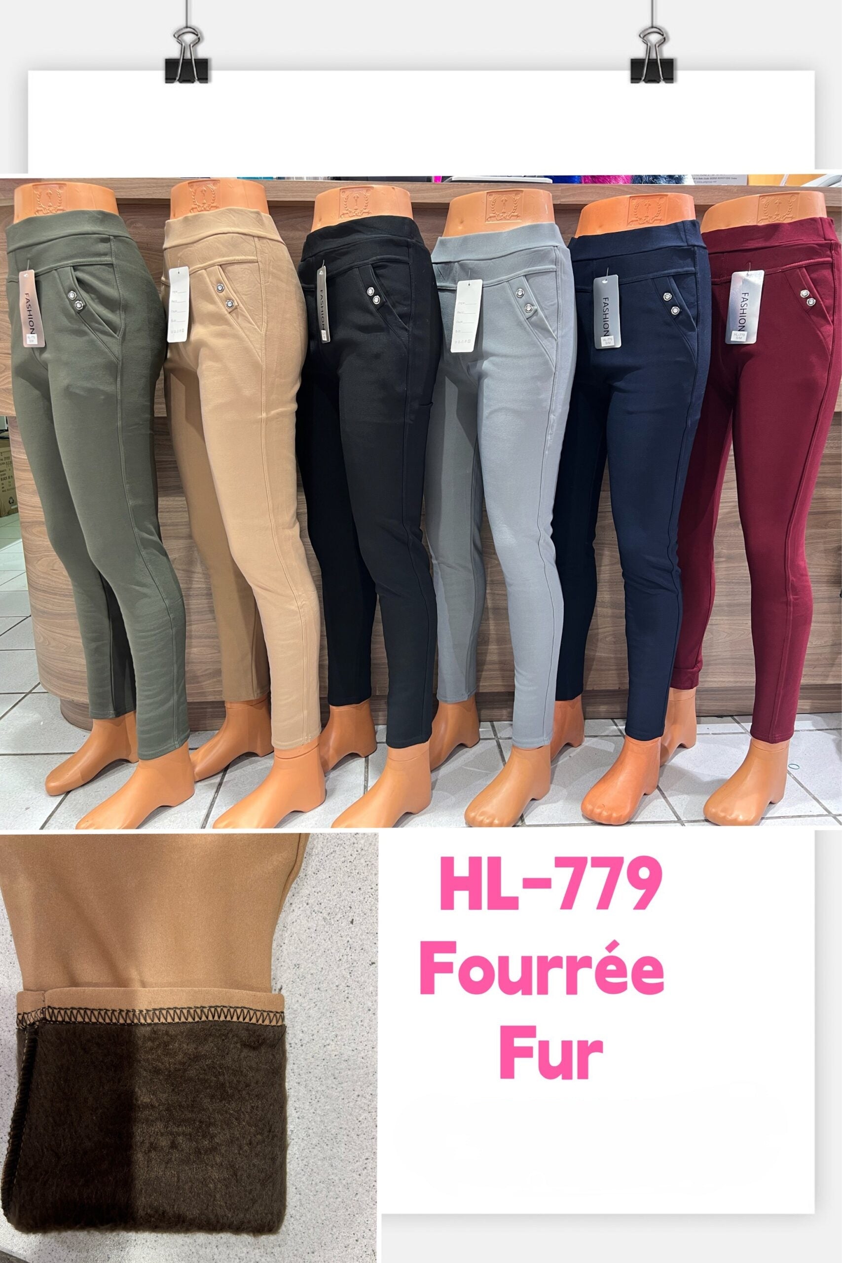 Pantalon Office motif 2 Boutons diamantés (x12)