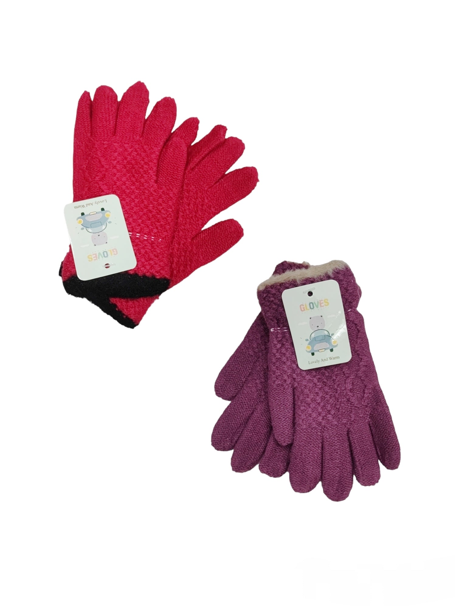 Gants tricots double épaisseur 5/10ans (x12)