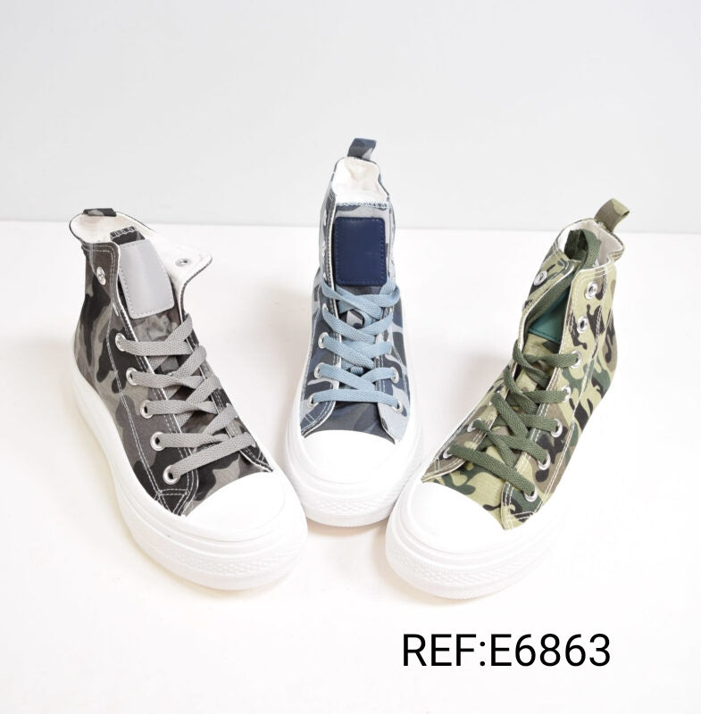 Basket Femme Motif Militaire Semelle Épaisse (x12)