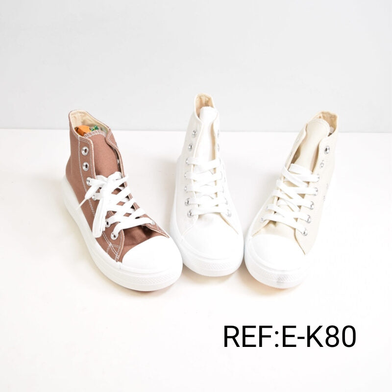 Basket Haut Femme Motif Semelle Épaisse (x12)