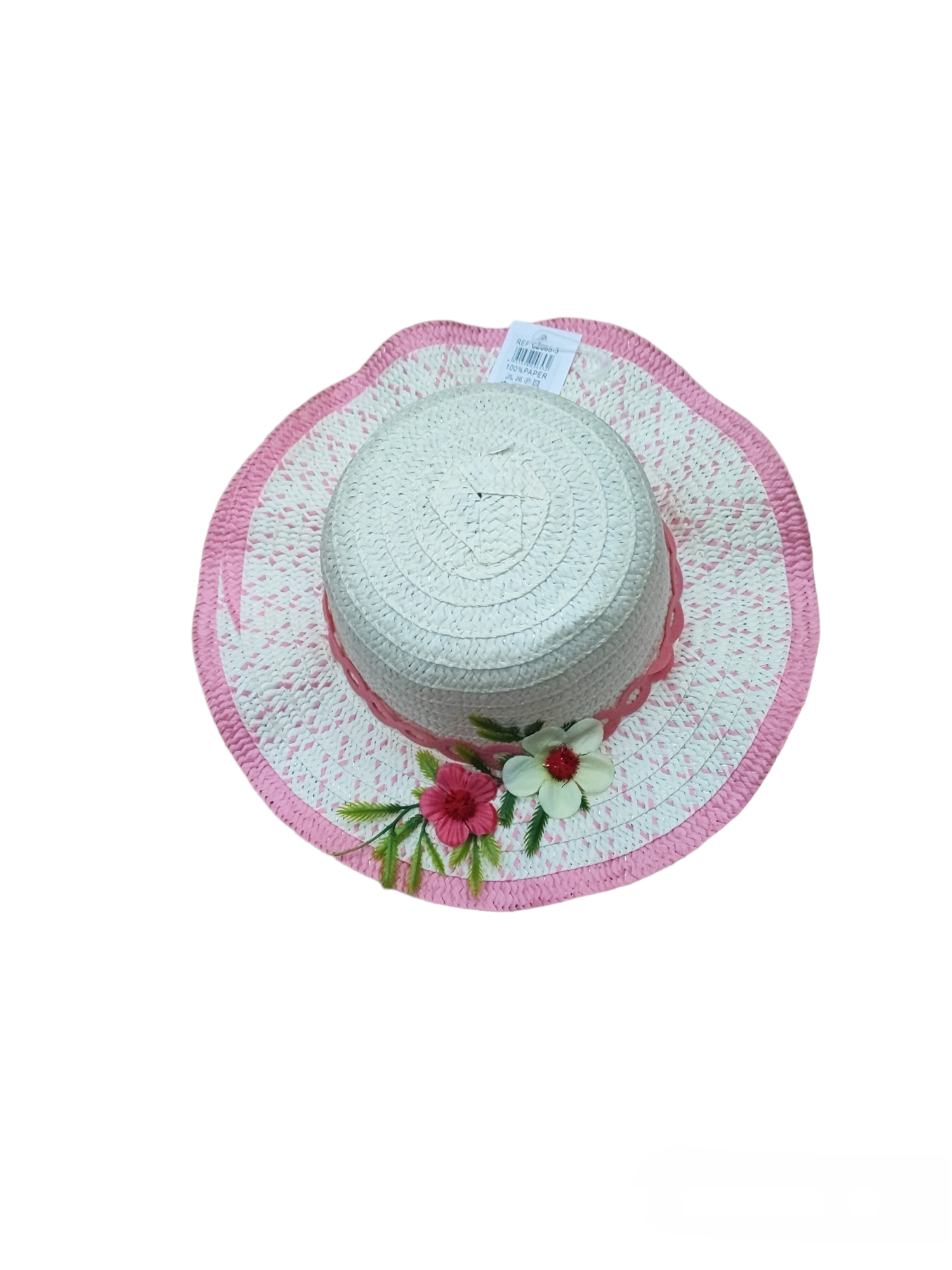 Chapeaux de paille enfant motif fleurs (x12)