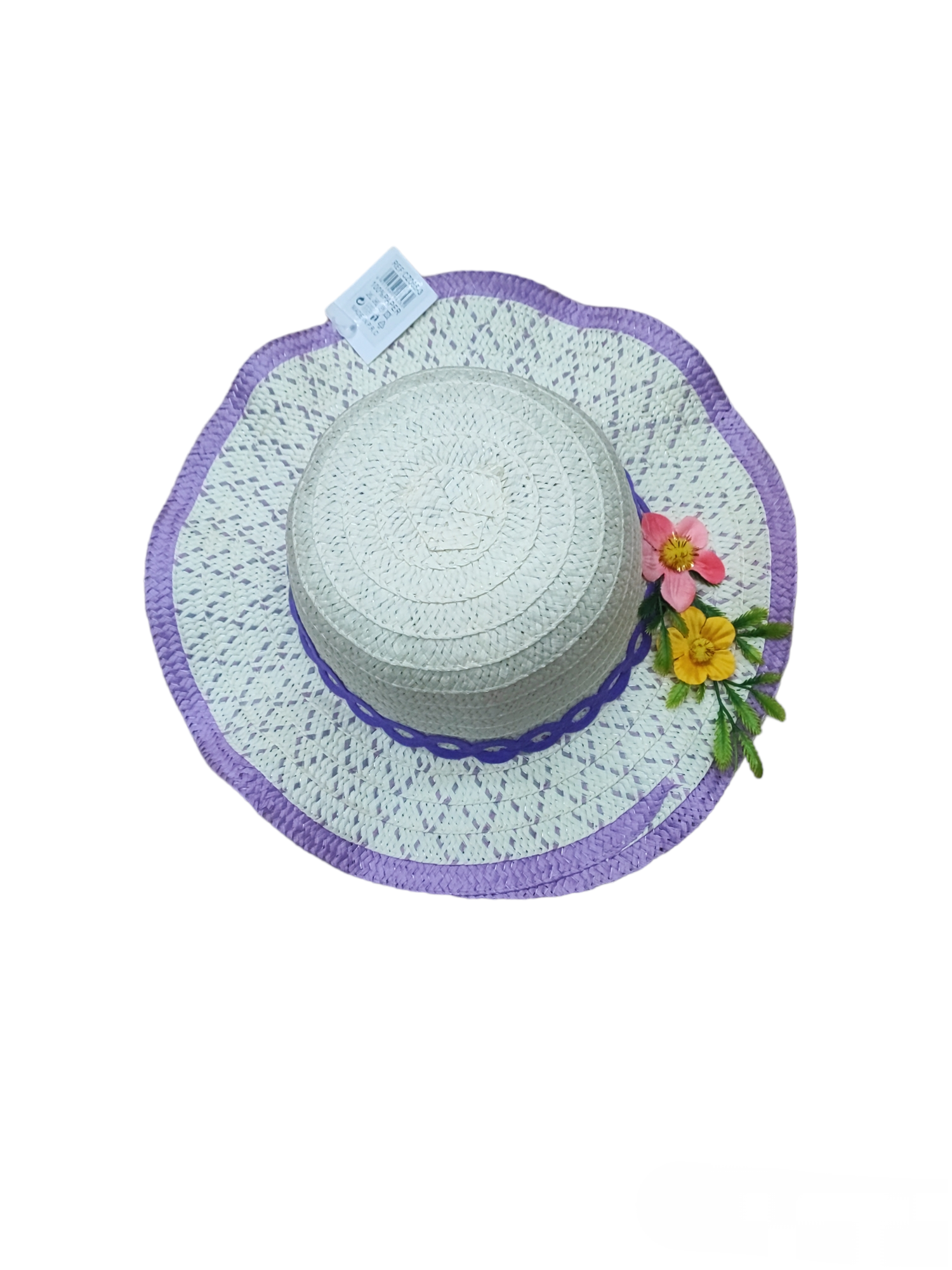 Chapeaux de paille enfant motif fleurs (x12)