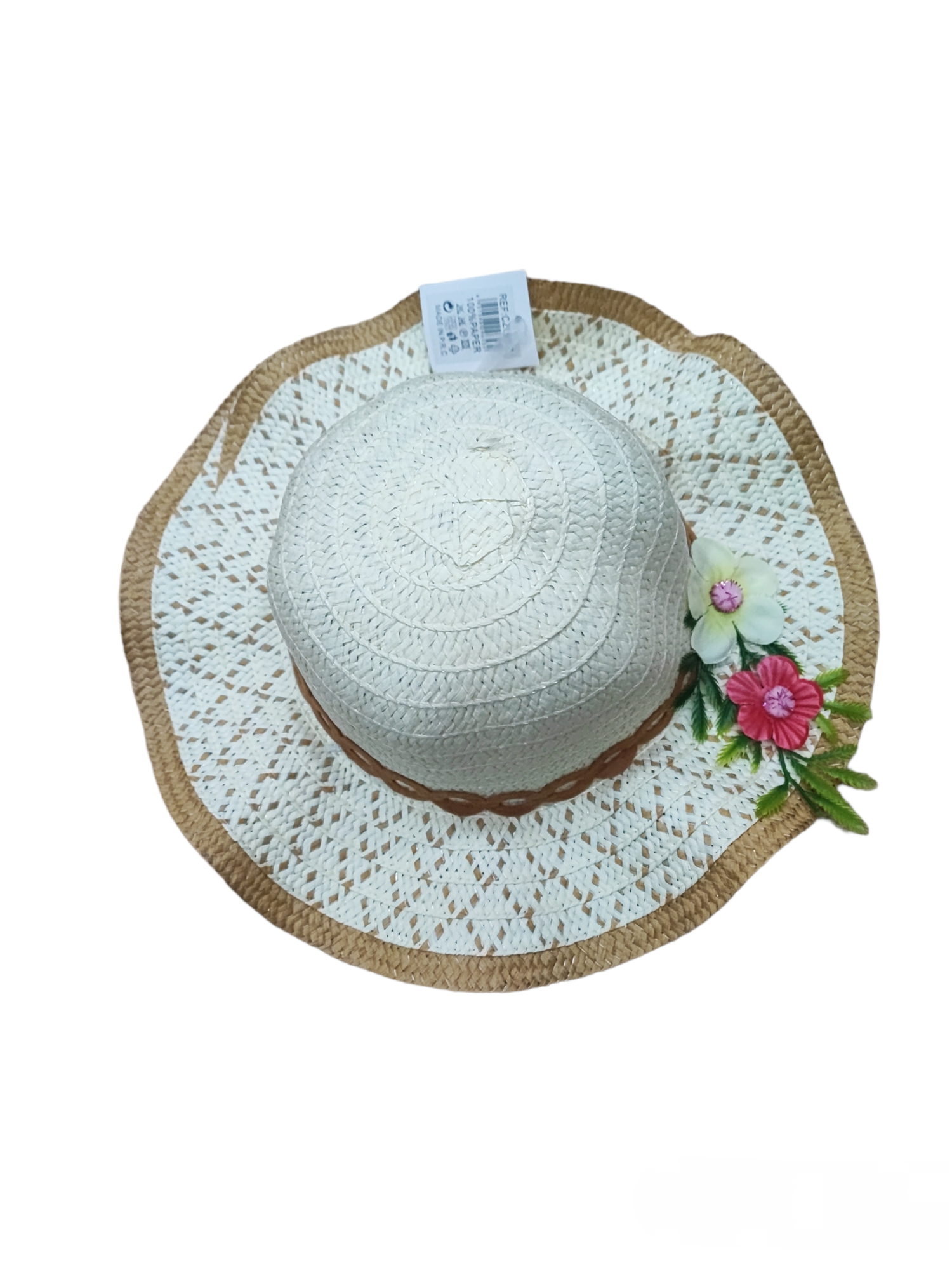 Chapeaux de paille enfant motif fleurs (x12)