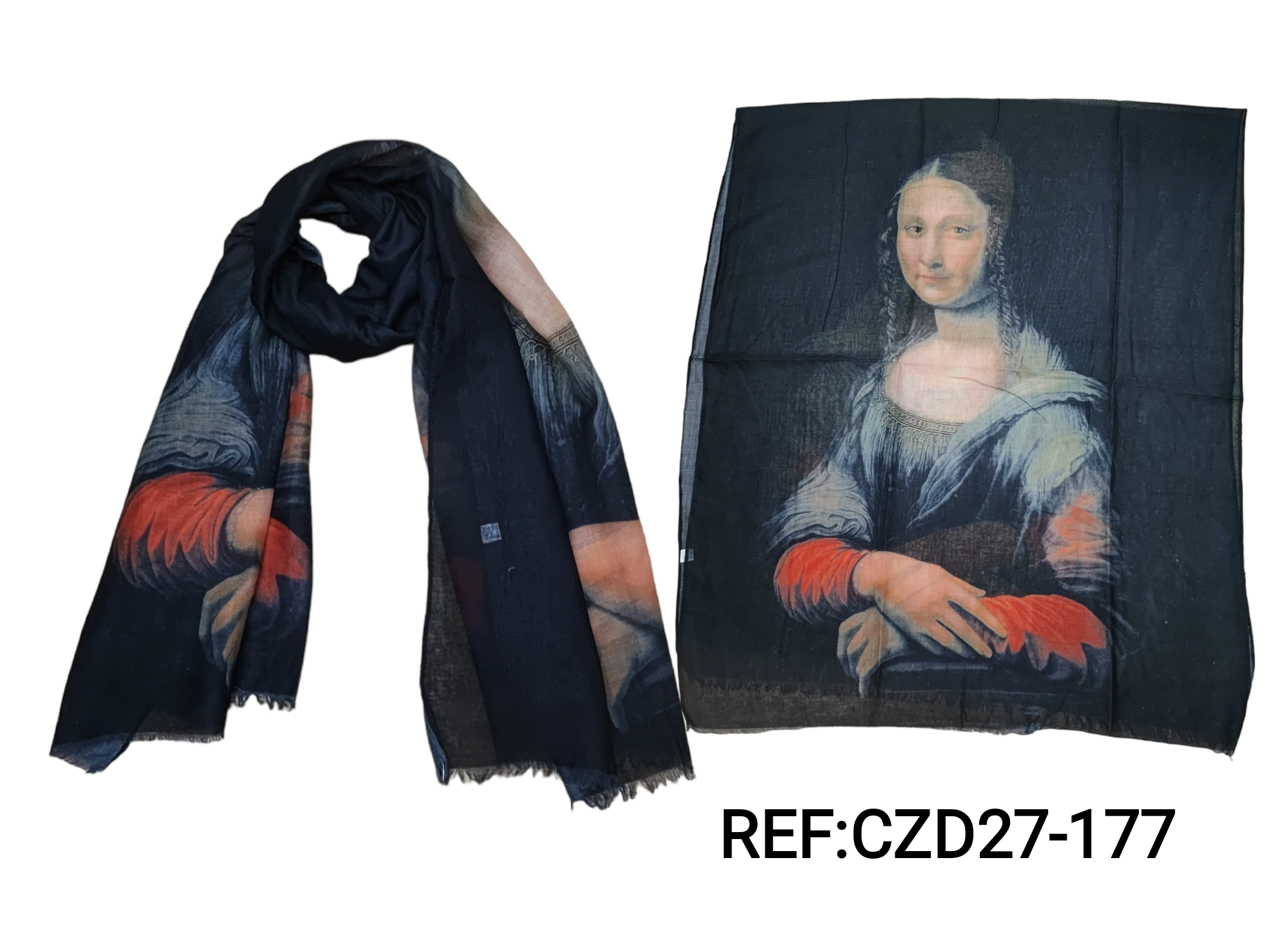 Foulard étole tableau Leonard de Vinci La Joconde (x3)