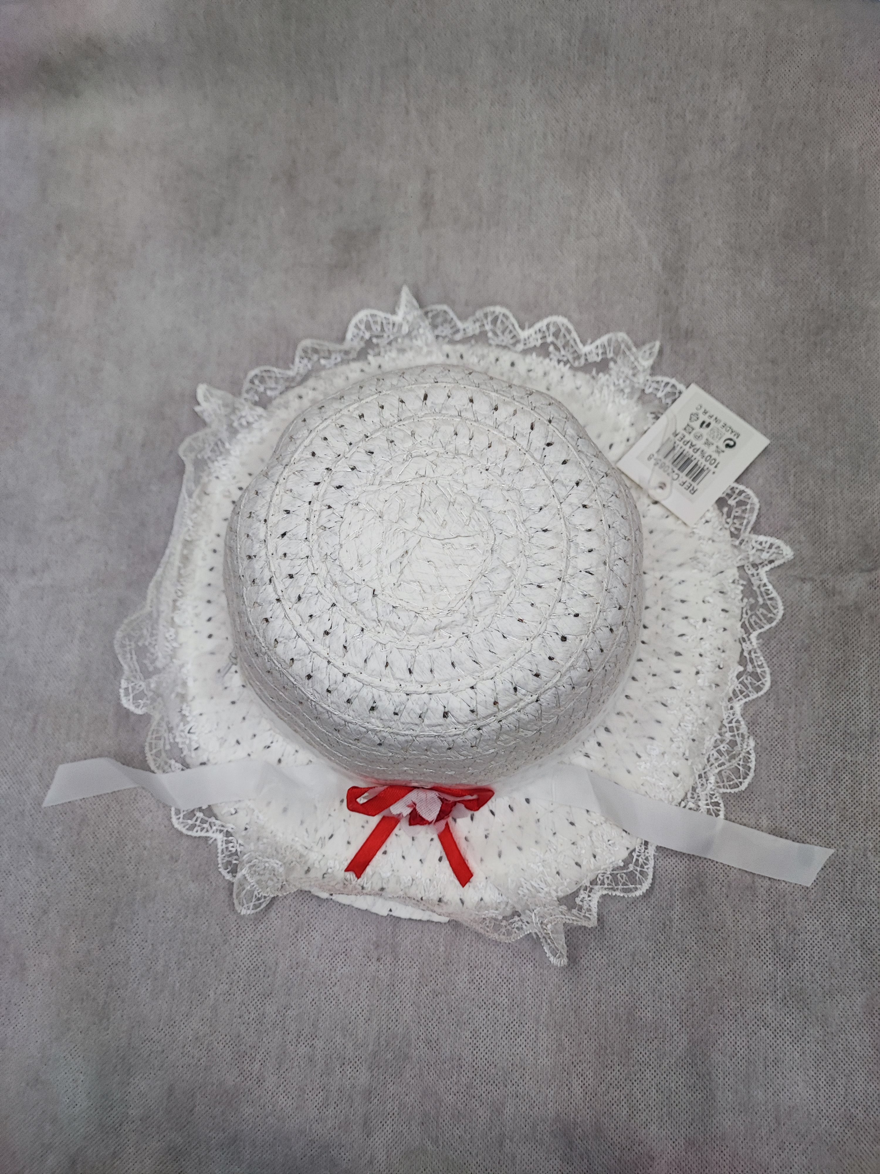 Chapeaux de paille taille enfant ruban fleur (x12)