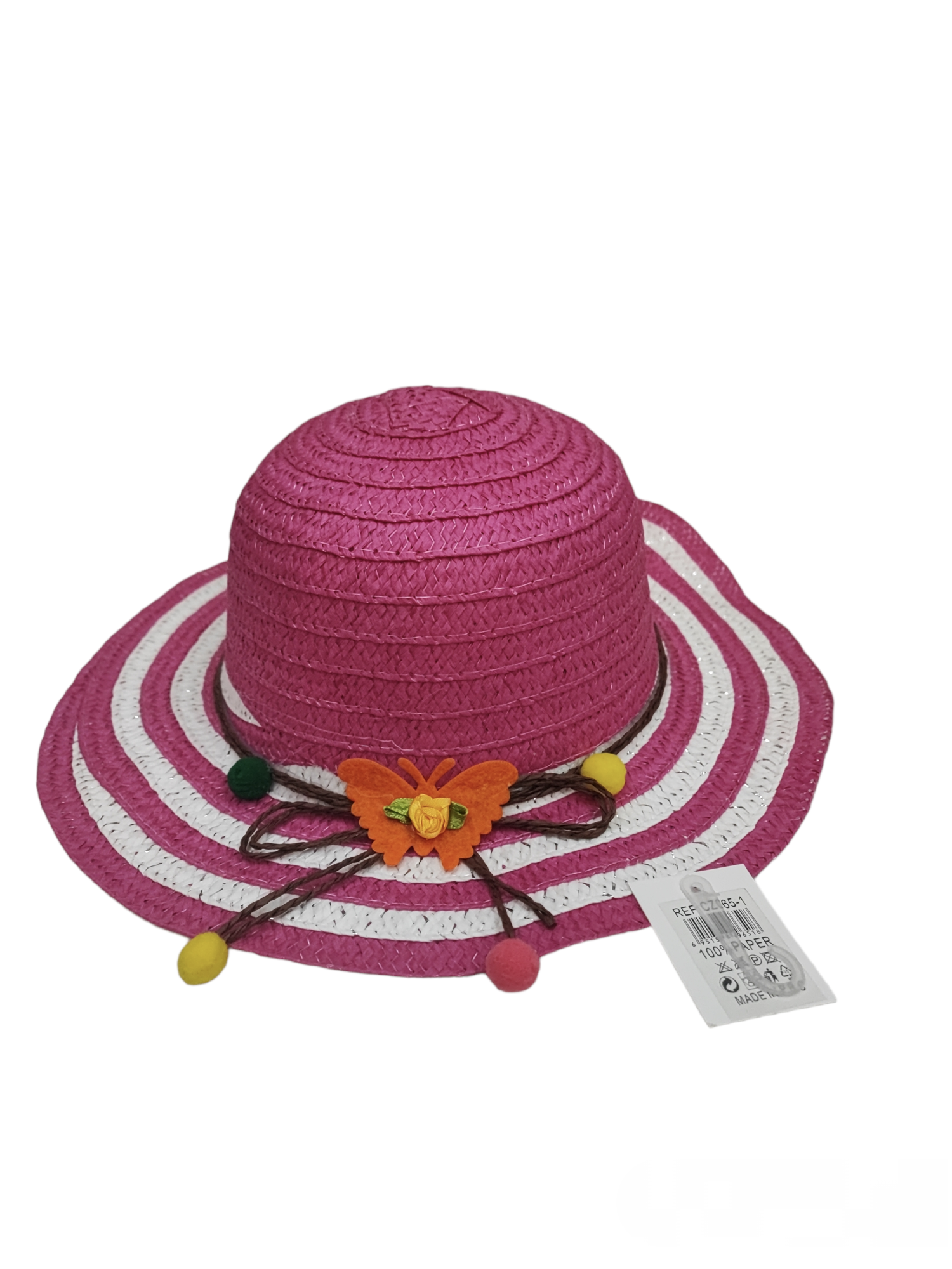 Chapeaux de paille taille enfant motif Papillon(x12)