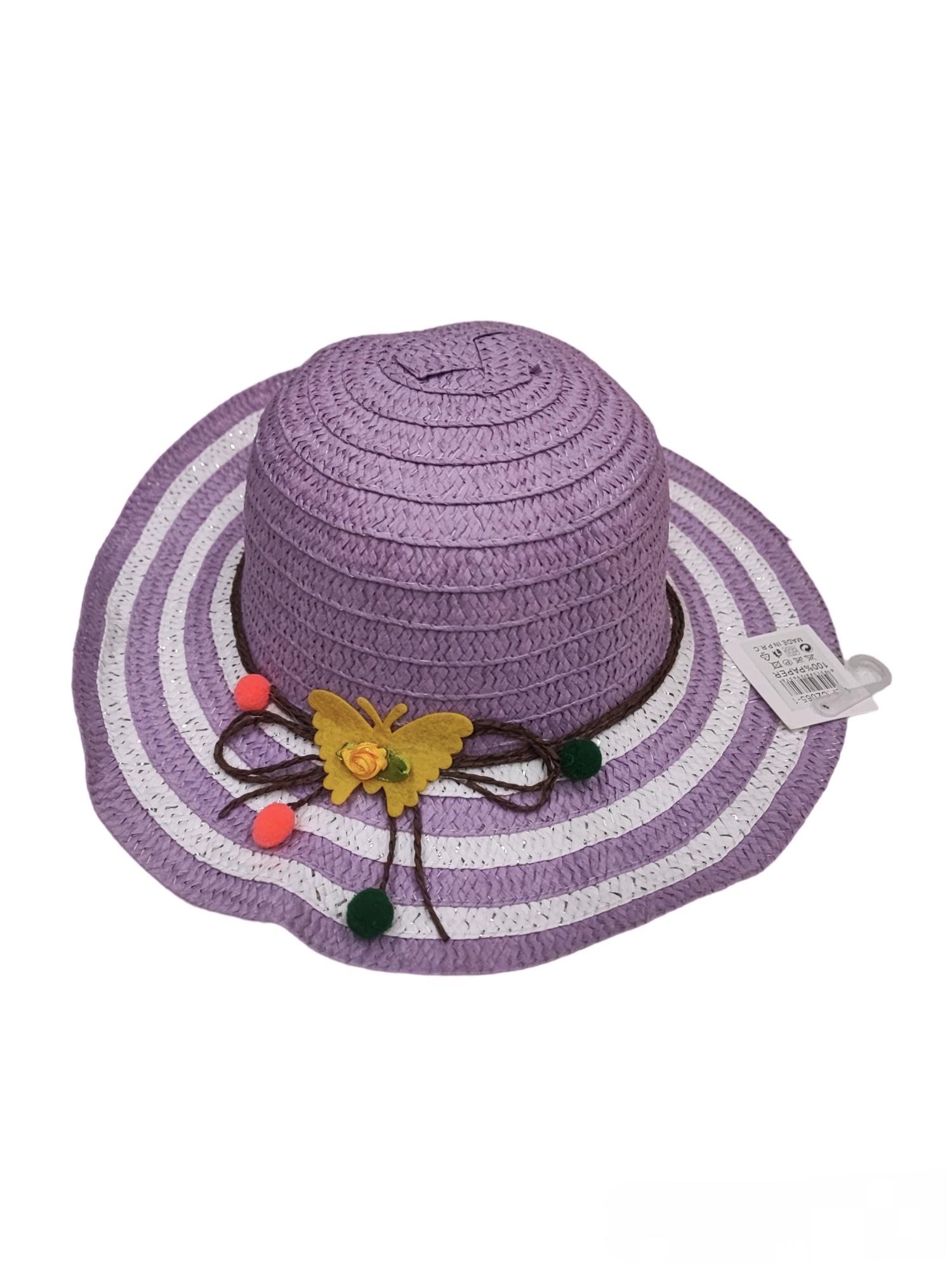 Chapeaux de paille taille enfant motif Papillon(x12)