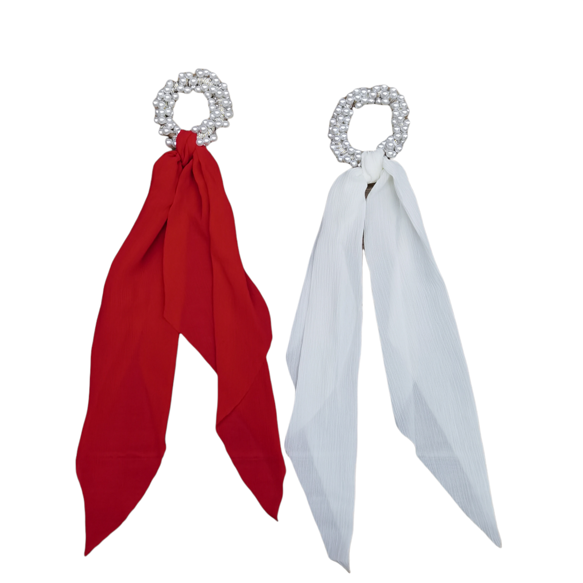 Chouchou avec perle motif uni    (x12)