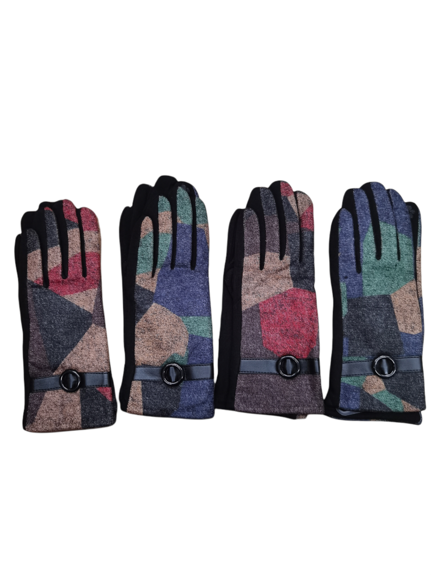 LOT DE 12 - Gants tactiles motif carreaux