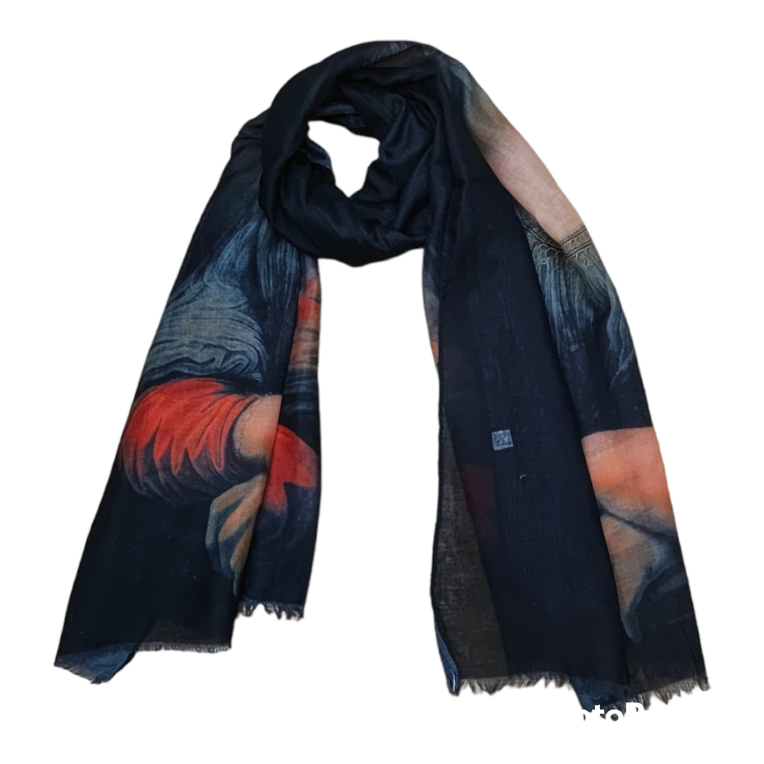 Foulard étole tableau Leonard de Vinci La Joconde (x3)