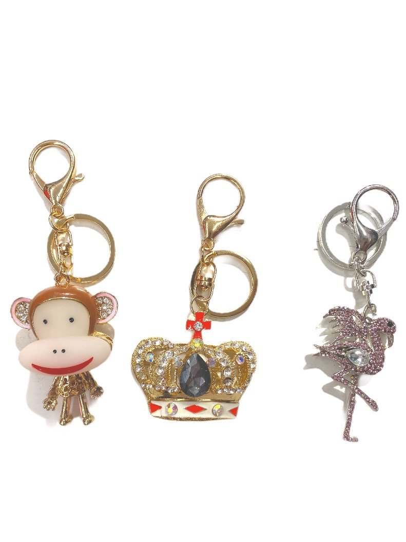 DESTOCKAGE Porte-clé strass motif mélangé (x12) 1,50€/unité | Grossiste-pro